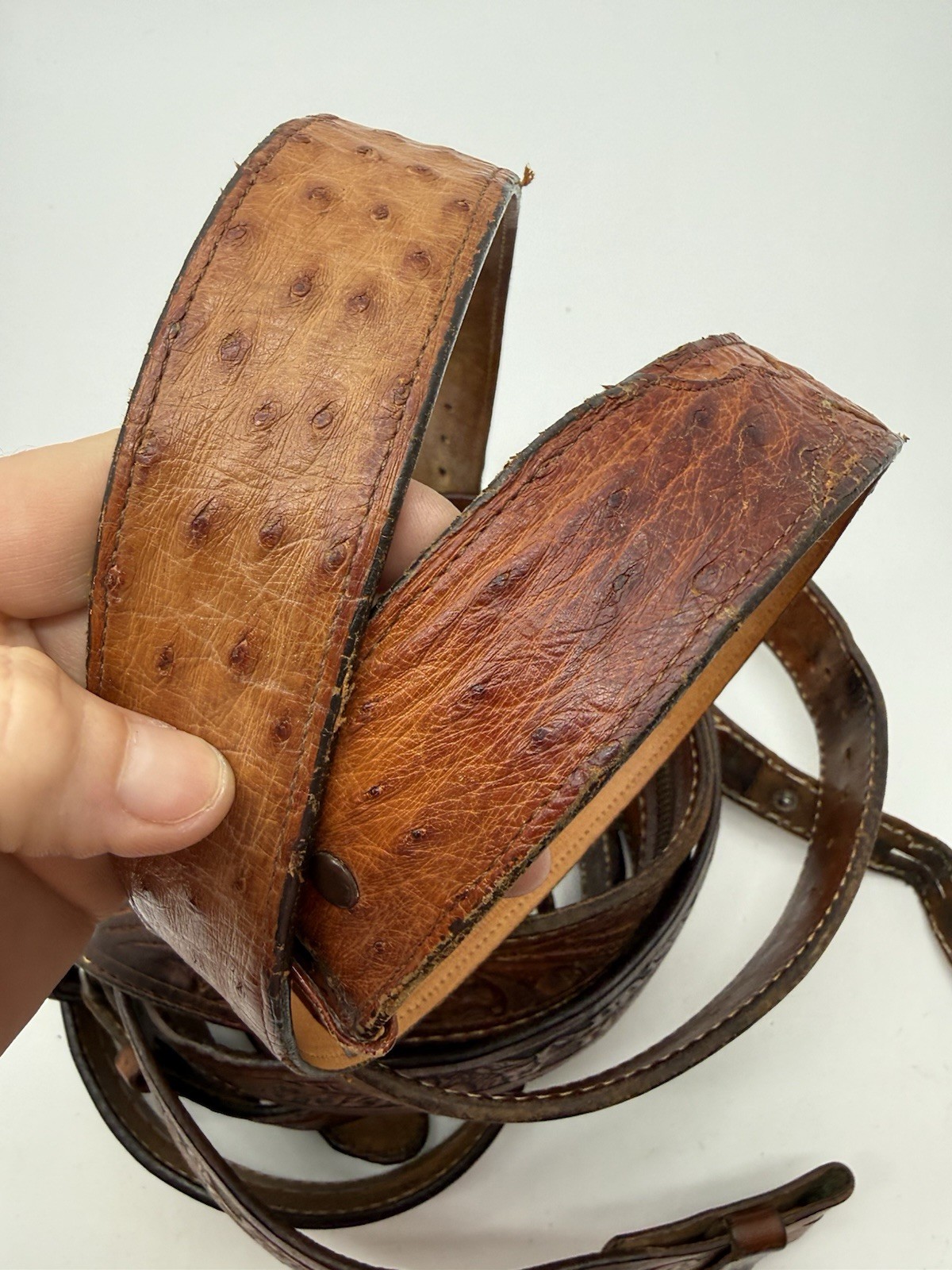 Lot of 5 Leather Belts Vintage Western Style Buckle Replacement Parts See Photos