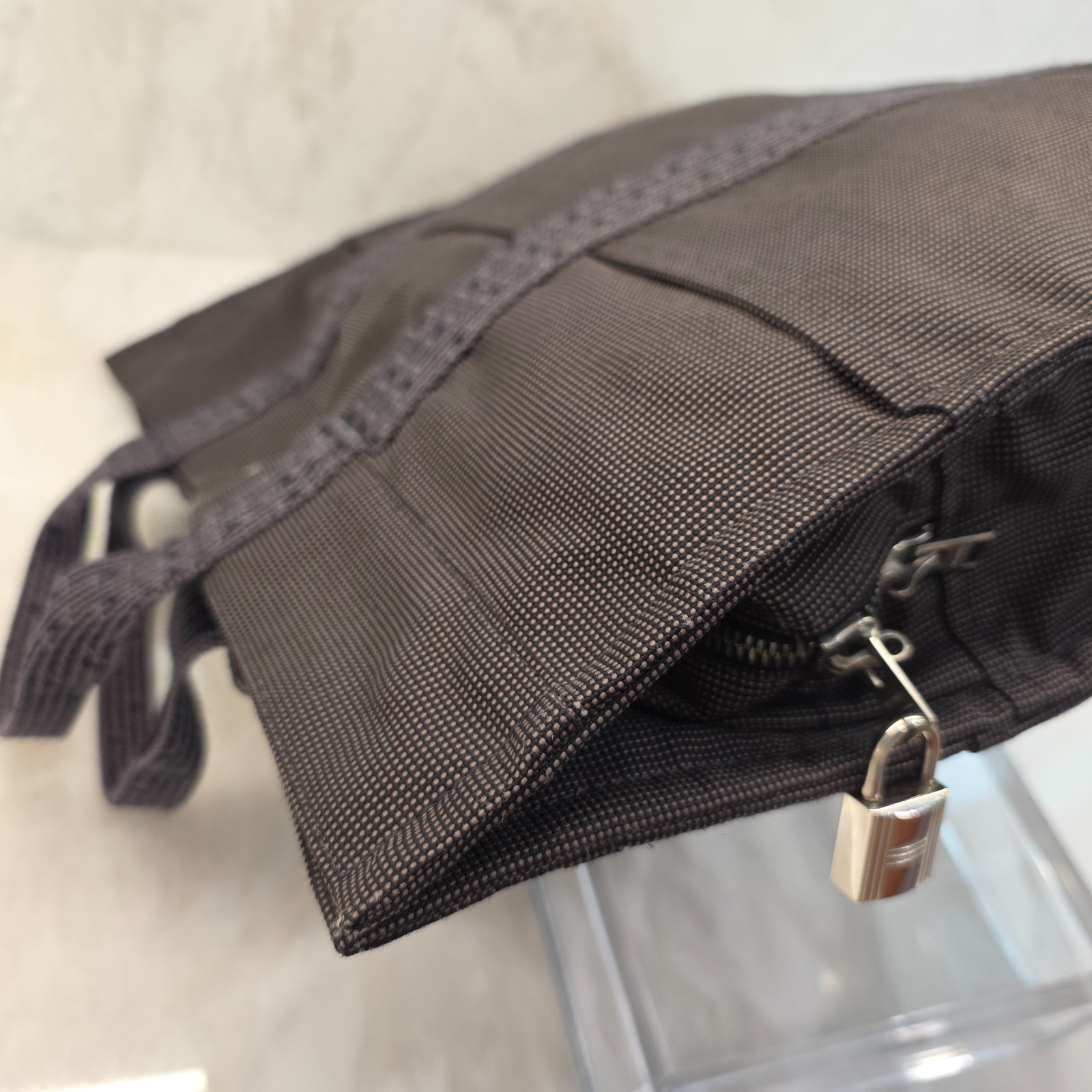Hermes HerLine MM Tote Bag Charcoal Gray / Black with HERMES LOCK #121