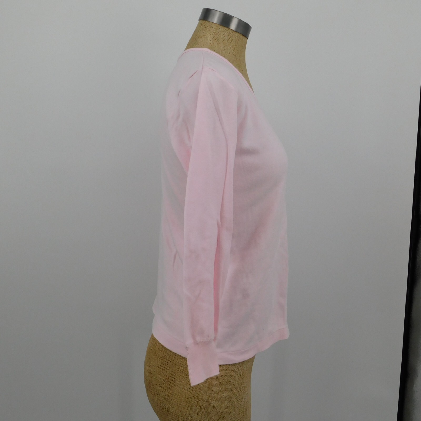2 BYC Women Solid Pink Scoop Neck Pullover Long Sleeve Shirt Size XL Made Korea
