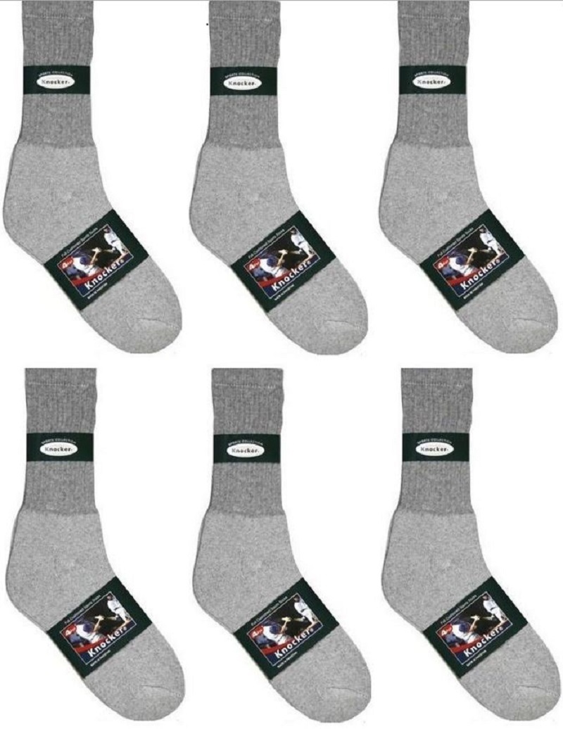 Wholesale Dozens Lot Knocker Sport Cotton Crew Socks White Black Grey 9-11 10-13