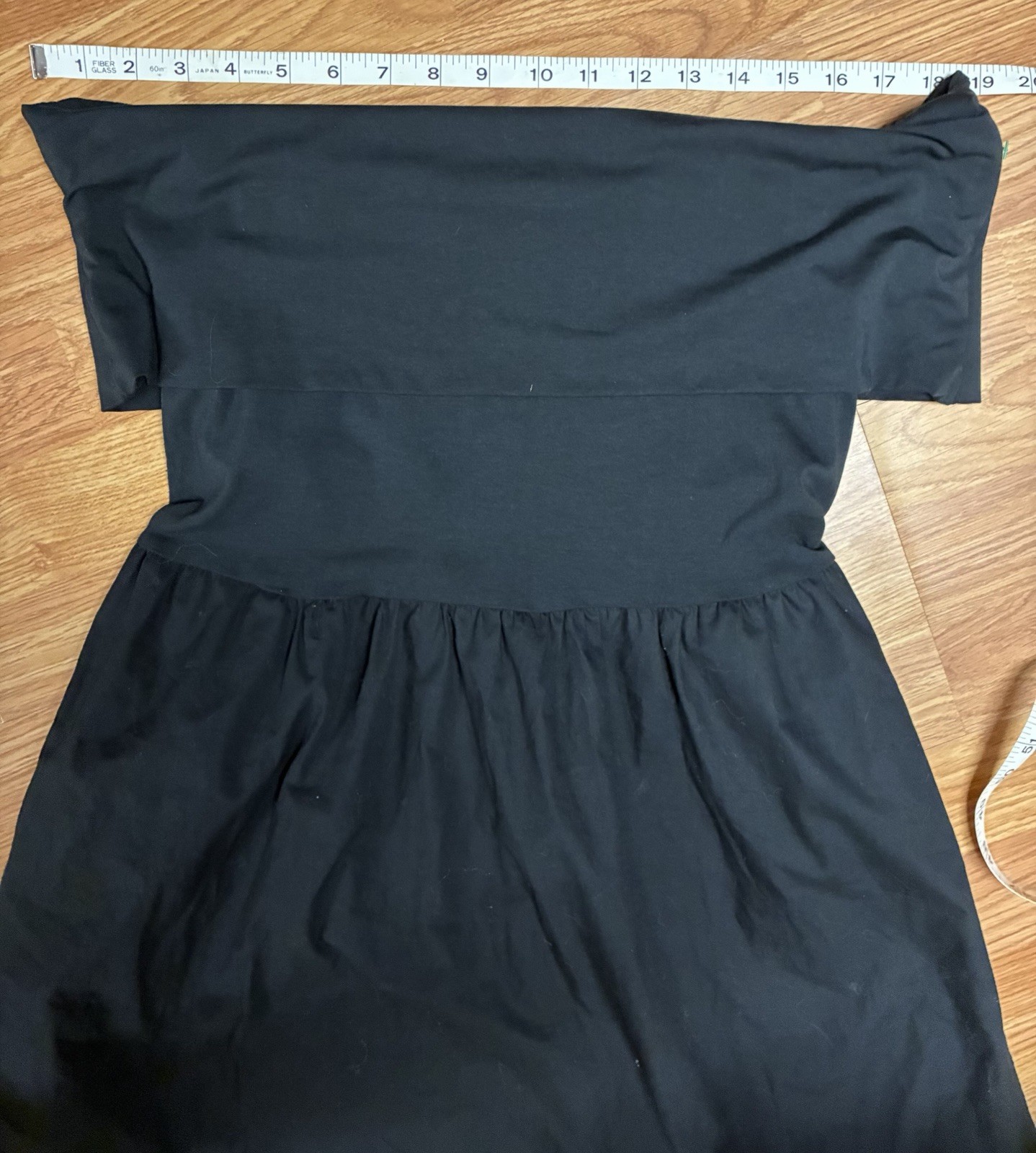 Lands’ End Off Shoulder Slender Mixed Media Midi Dress Black S 6-8 Built In Bra
