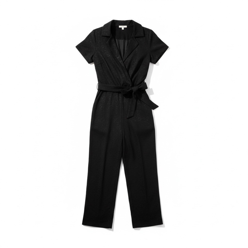 Lira Black Jumpsuit Women’s Medium Liquid Casual Sash Minimalist Fashion