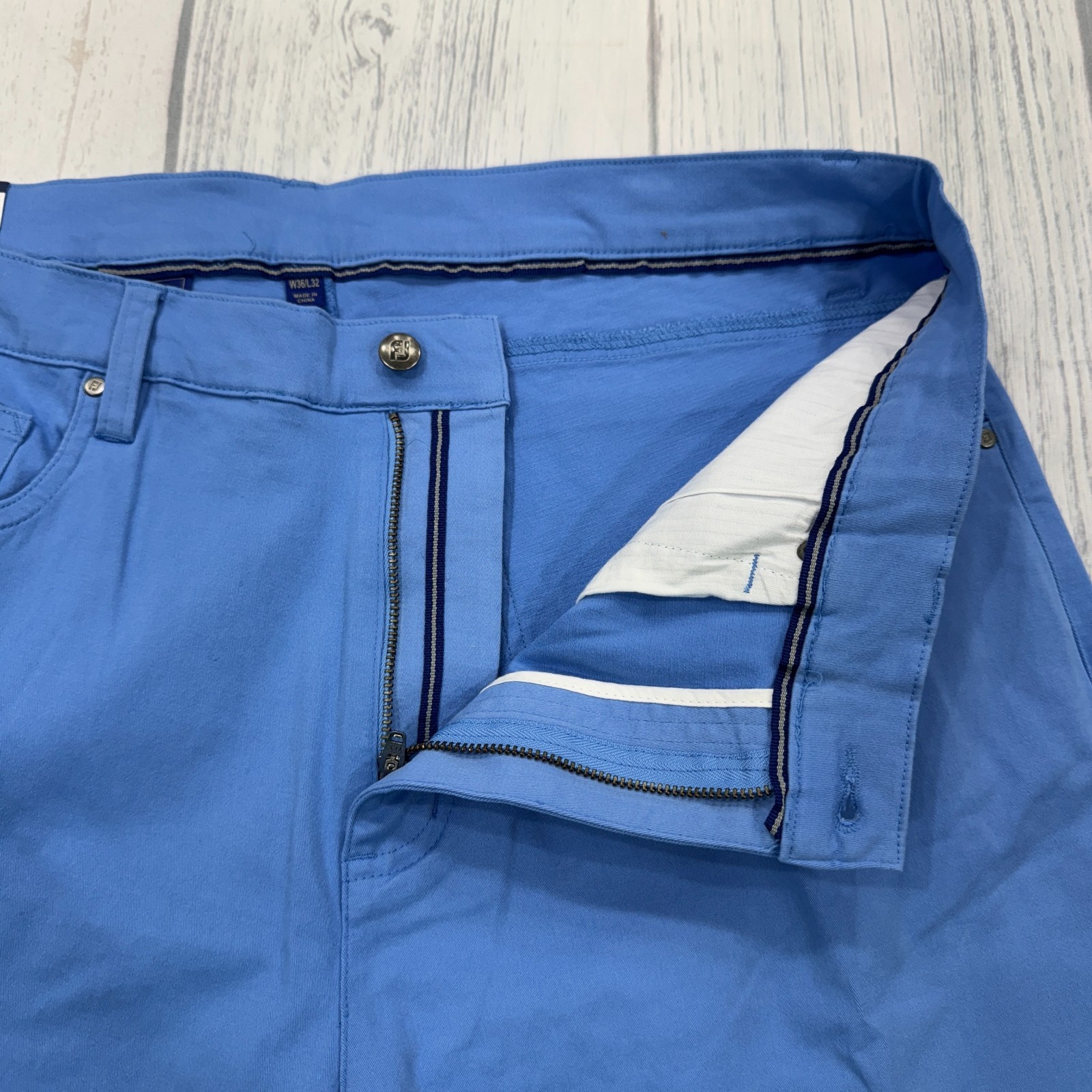 NWT Footjoy Cotton Twill 5 Pocket Pants Lagoon Blue 36×32 Golf Mens FJ $125