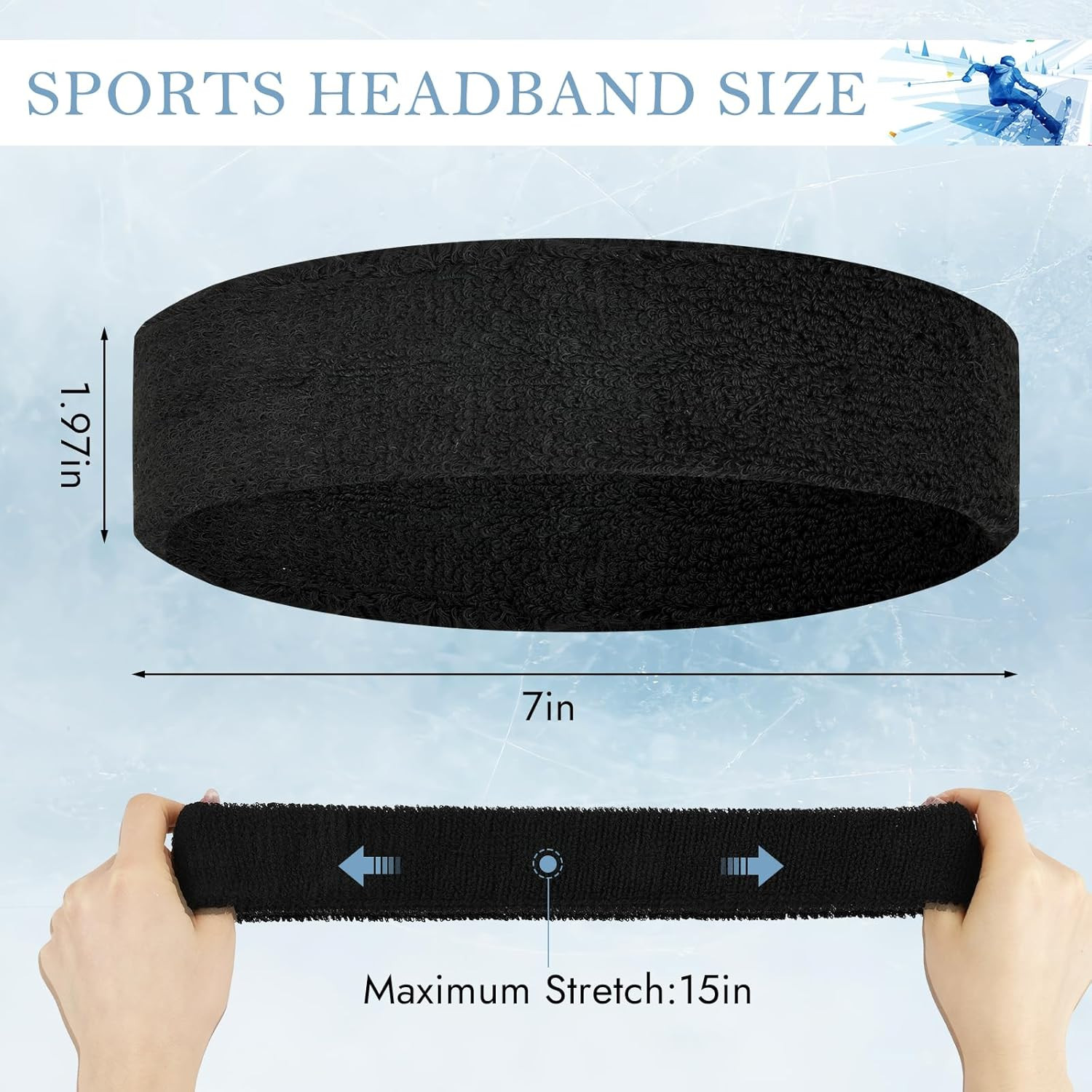 4 Pack Headbands for Men, Sweat Bands Headbands Men & Women, Cotton Terry Sweat