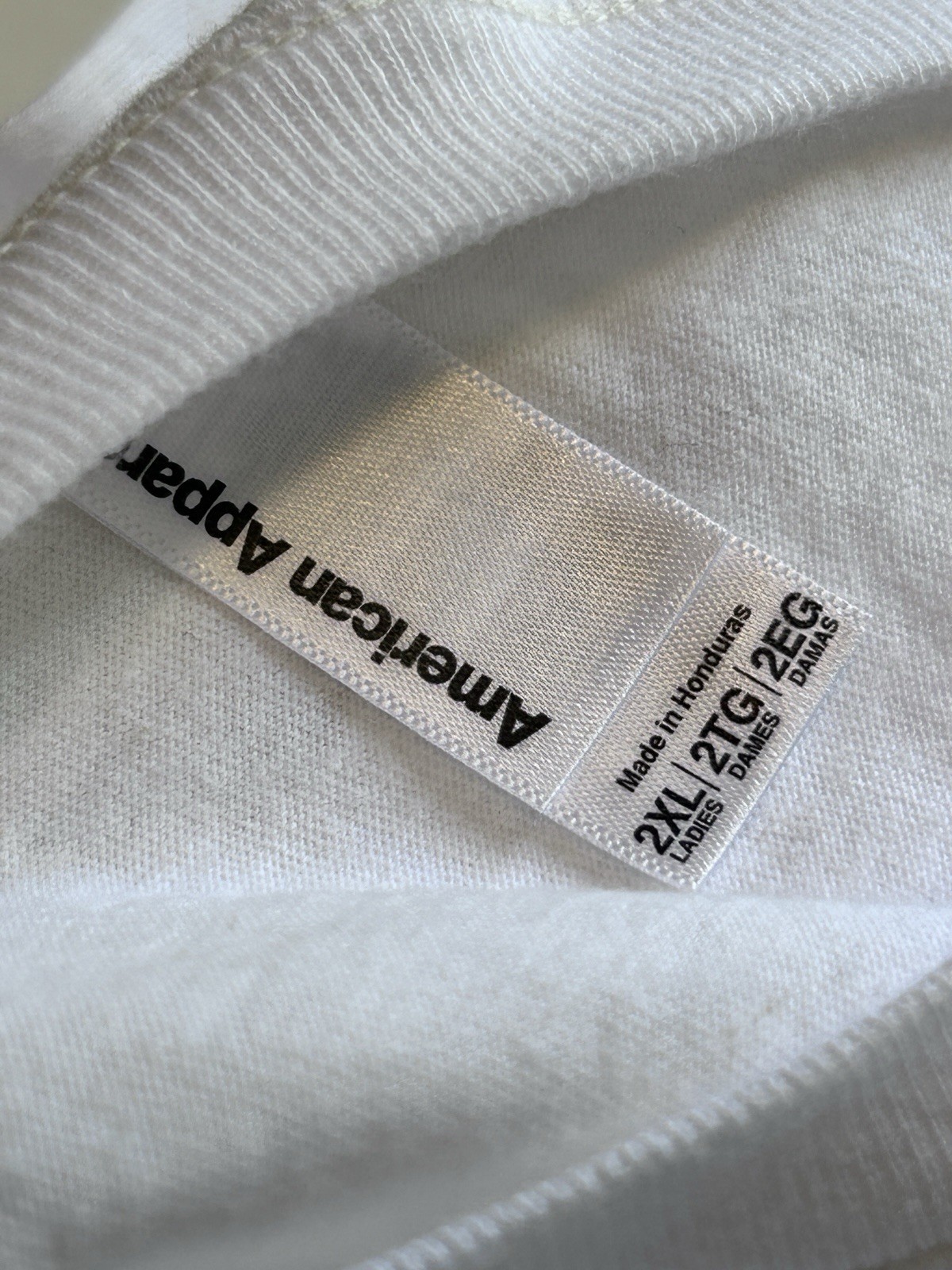 Lot of 2 American Apparel Womens 2XL White Long Sleeve Tee 100% Cotton, NWOT