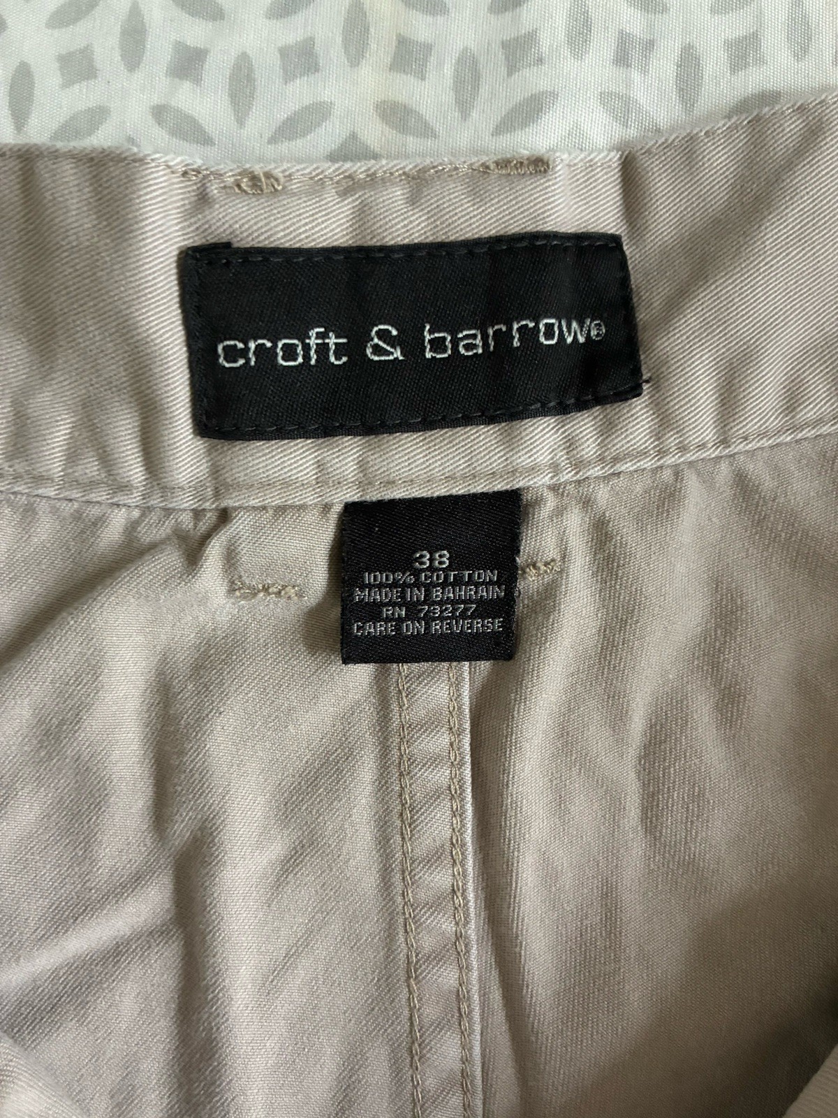 Croft & Barrow Shorts Mens 38 Beige Cargo Cotton Outdoor Hiking Camping Travel