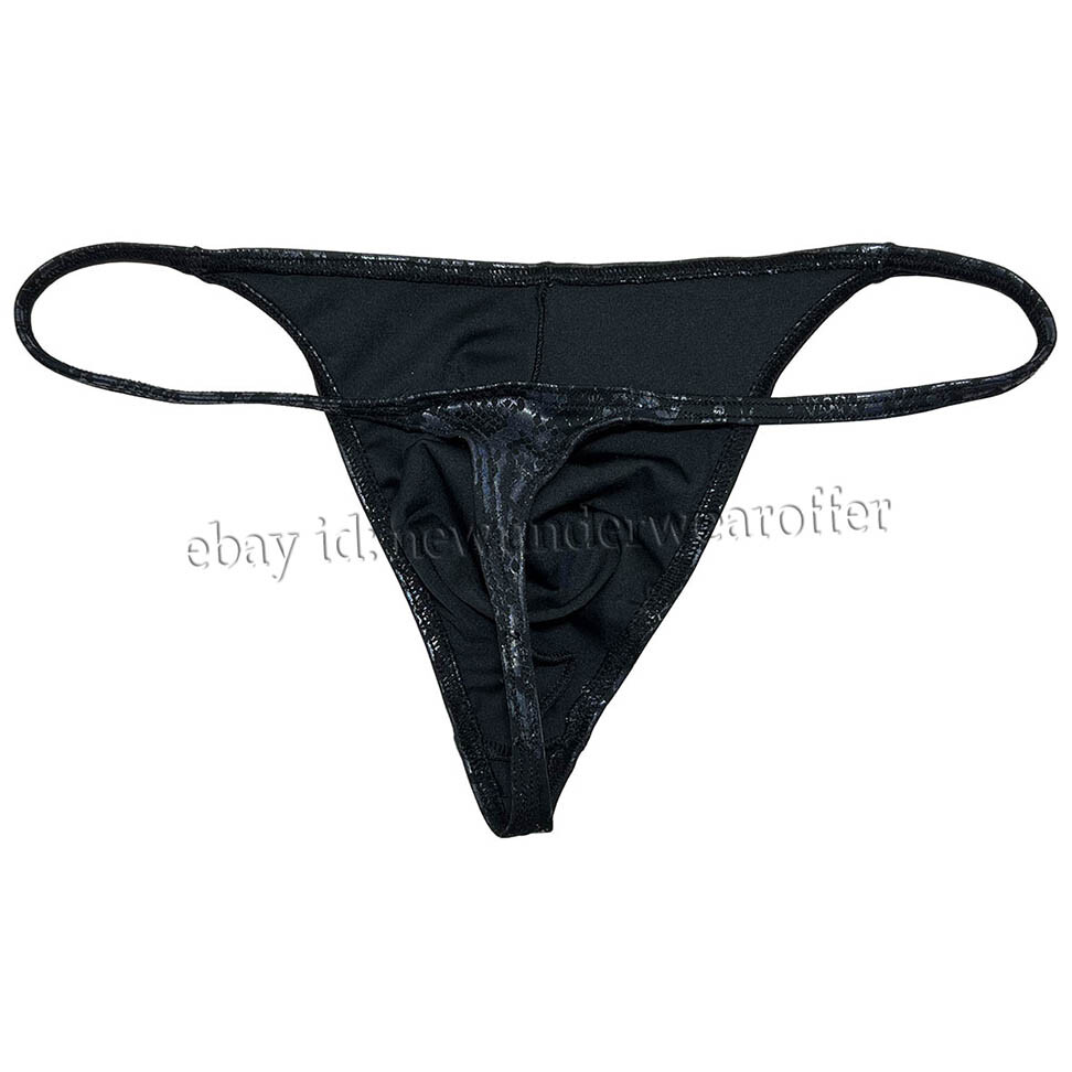 Men Shiny Bikini Thong Underwear Low-rise G-string Bulge Pouch T-back Jockstrap