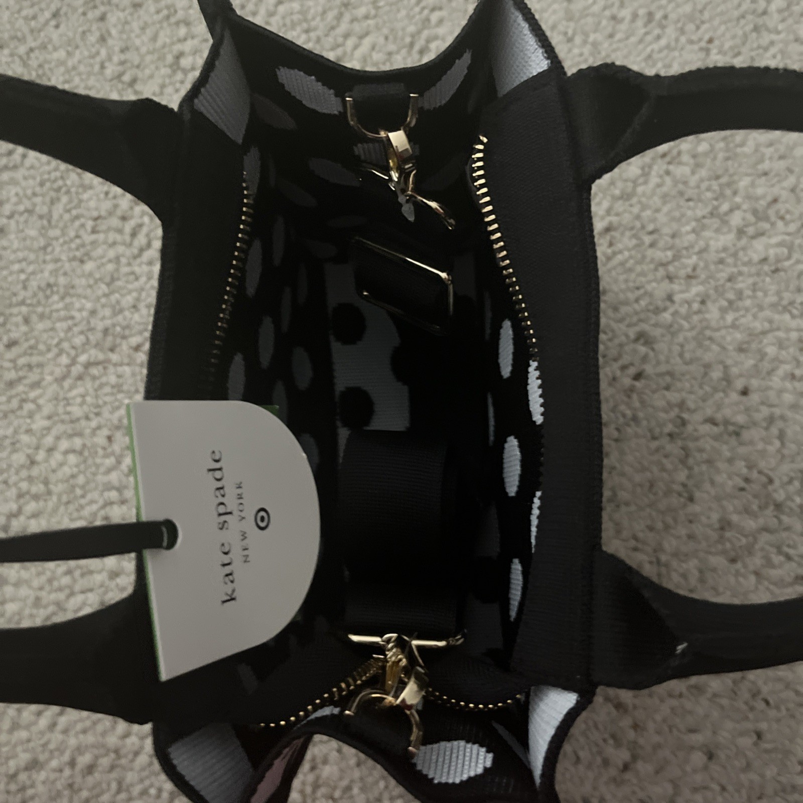 Kate Spade New York x Target Polka Dot Knit Crossbody Bag Purse White Black