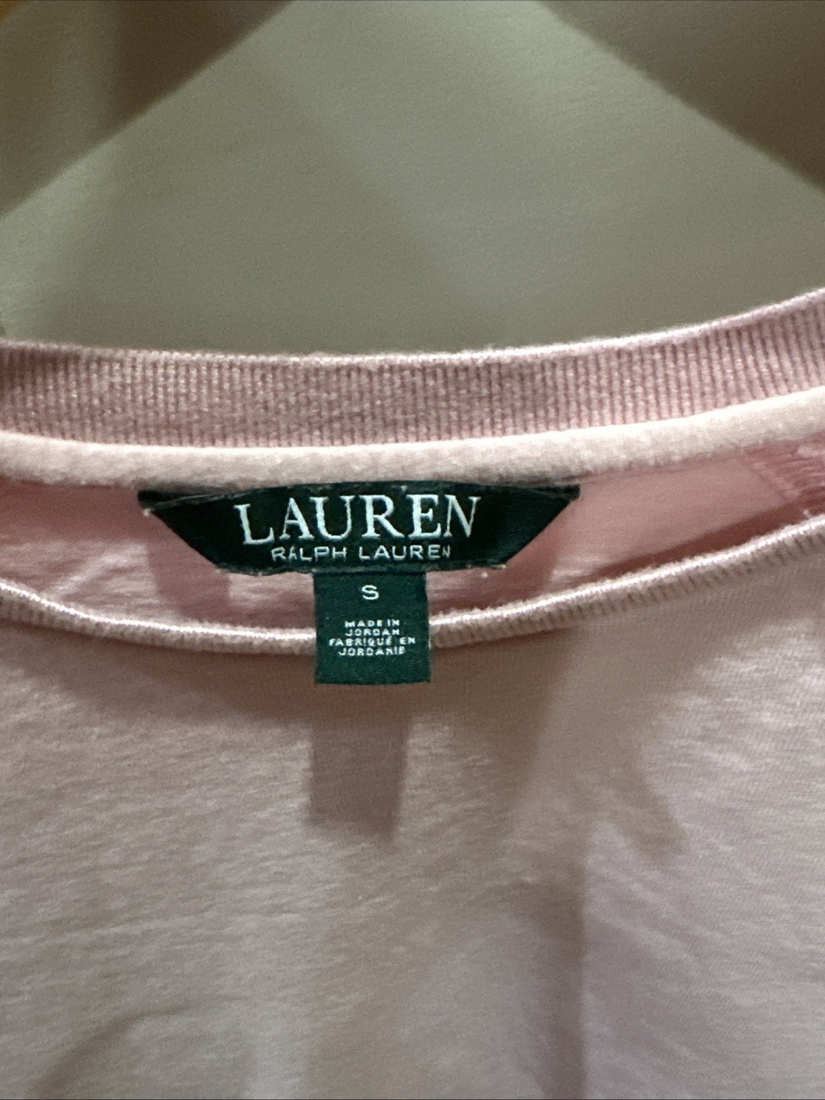 Lauren Ralph Lauren Small Long Ruffled Sleeve Pink T Shirt 100% Cotton