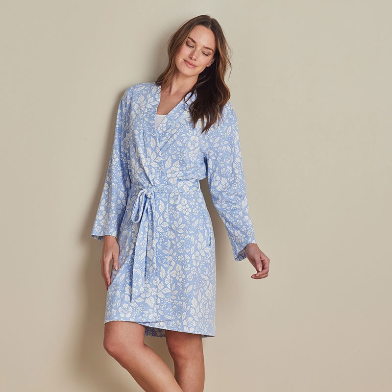 Printed Pima Cotton Women’s Kimono Robe