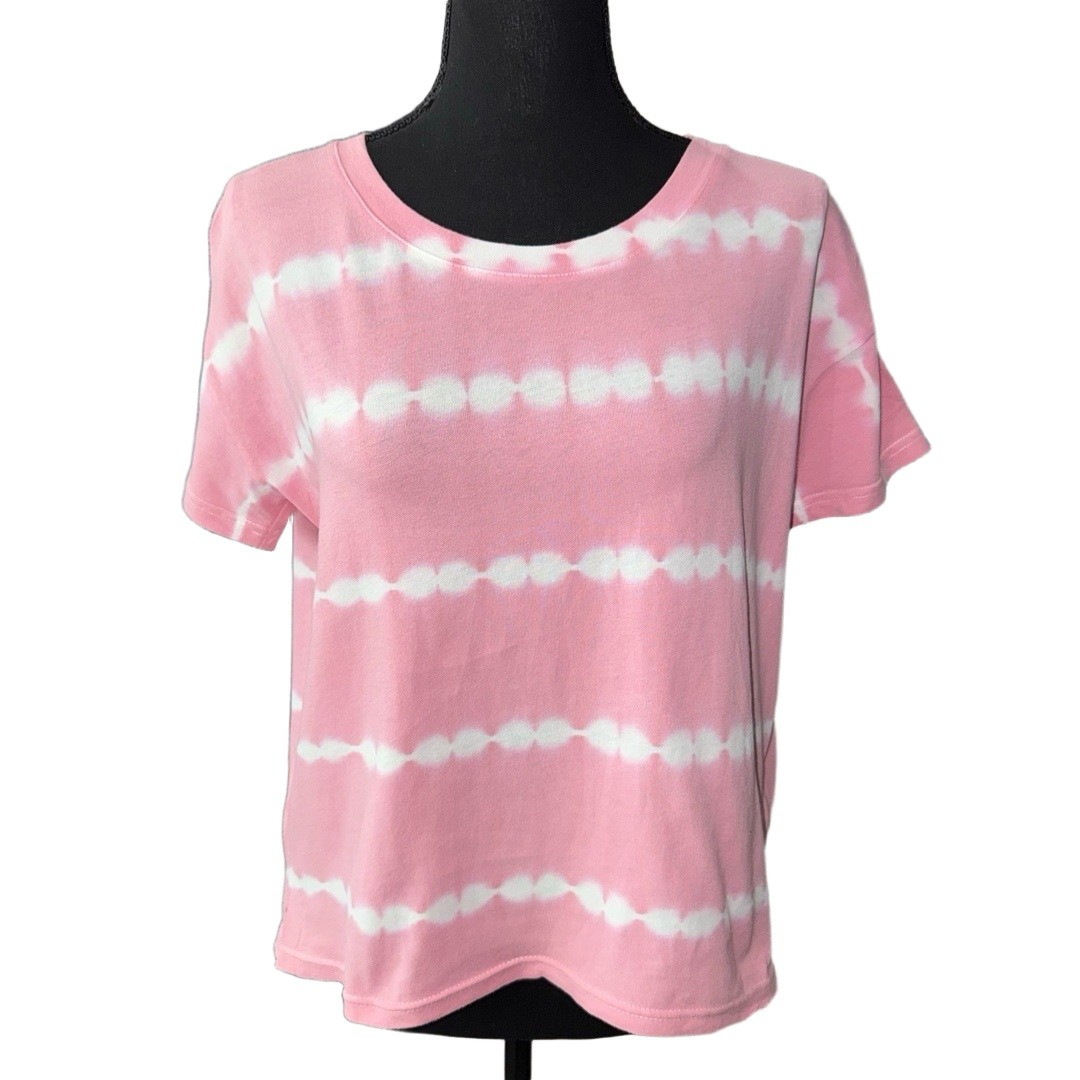 RAILS Women’s Roman Cotton Tee in Pink Waves Tie Dye-Size Small