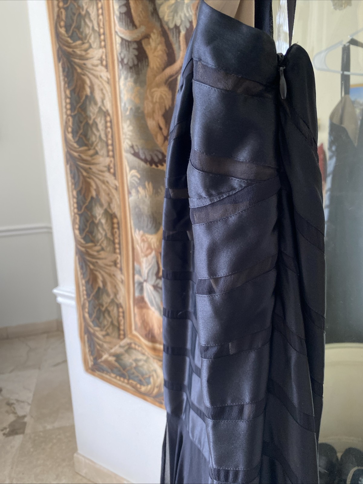Y2K BCBG Grunge Fairycore Black Satin & Silk Ruched Handkerchief Dress SZ 6