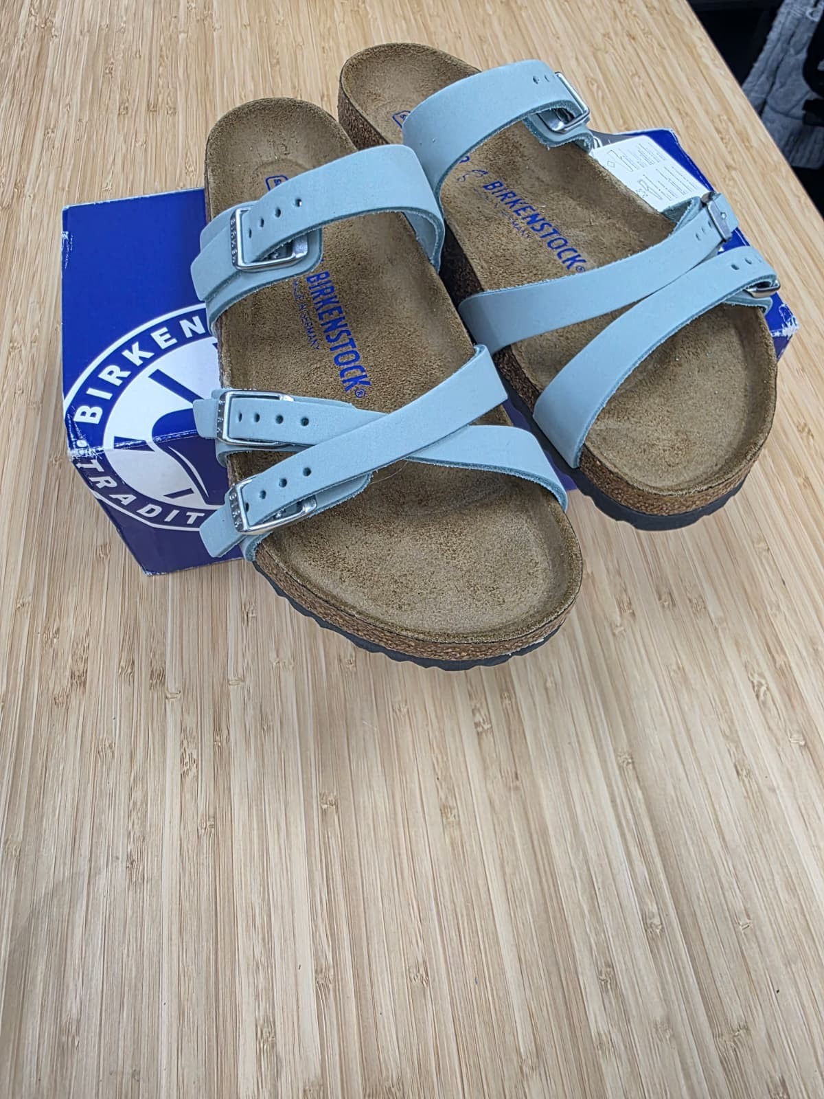 Birkenstock Franca Unisex Sandal Faded Aqua Nubuck Size EU 39/US W8-M6