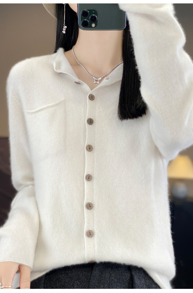 100% Cashmere Mock Neck Long Sleeve Cardigan Women’s Cashmere Cardigan Sweater