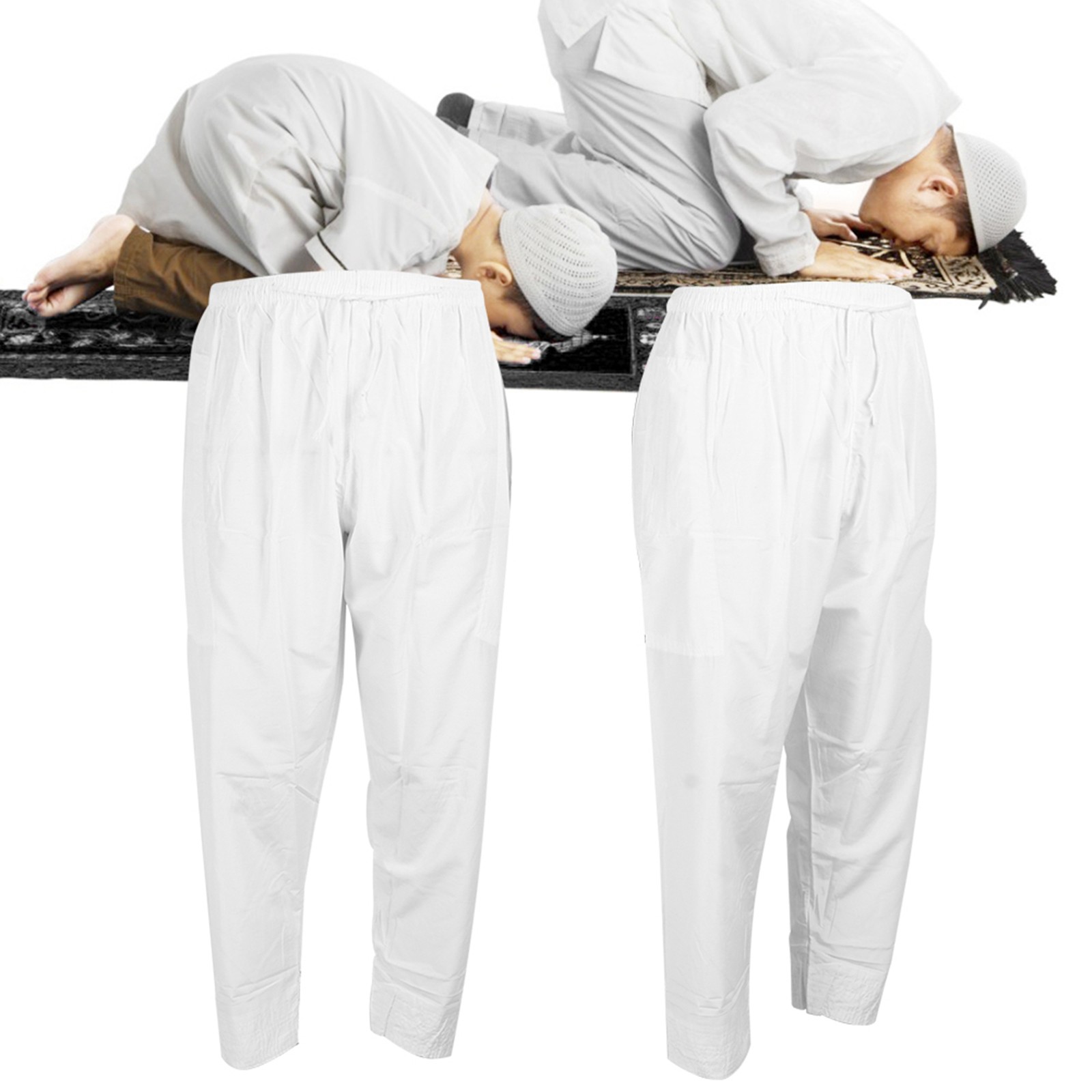 Men Muslim Pants Polyester Cotton LooseStyle With Waist Elastic Band Afghan