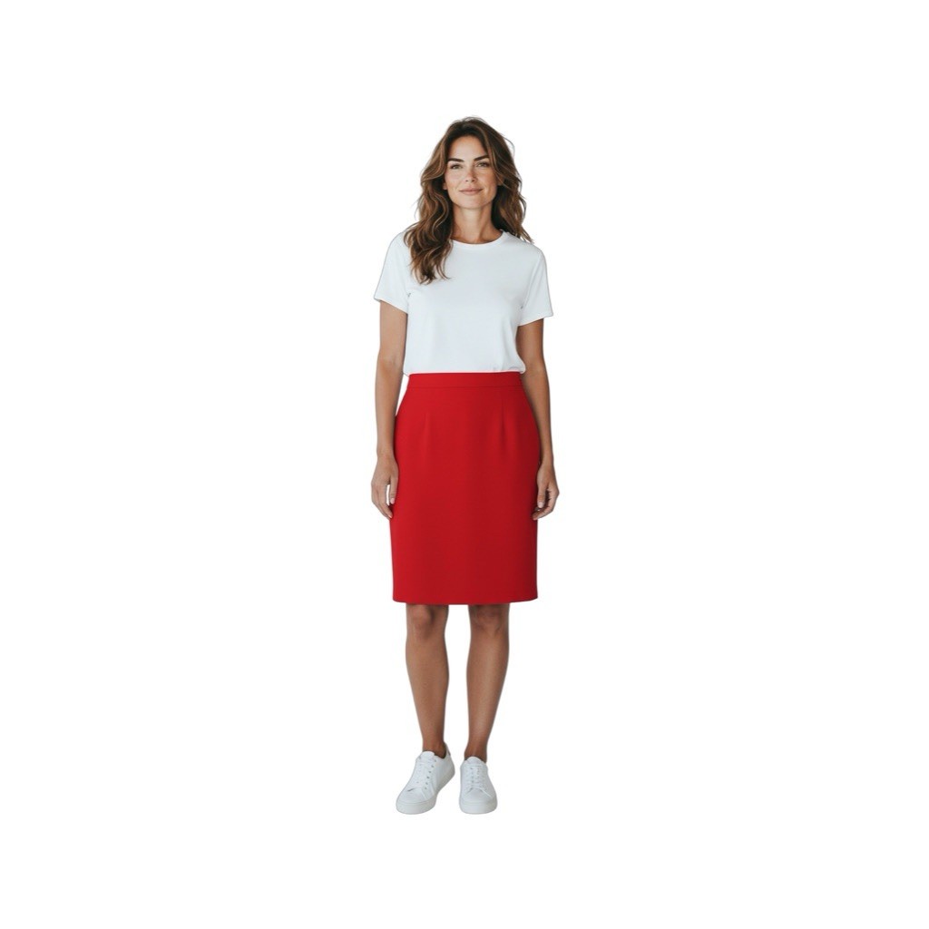 Vintage Red Wool Skirt Fully Lined Pockets USA 11/12 #classic#tetro