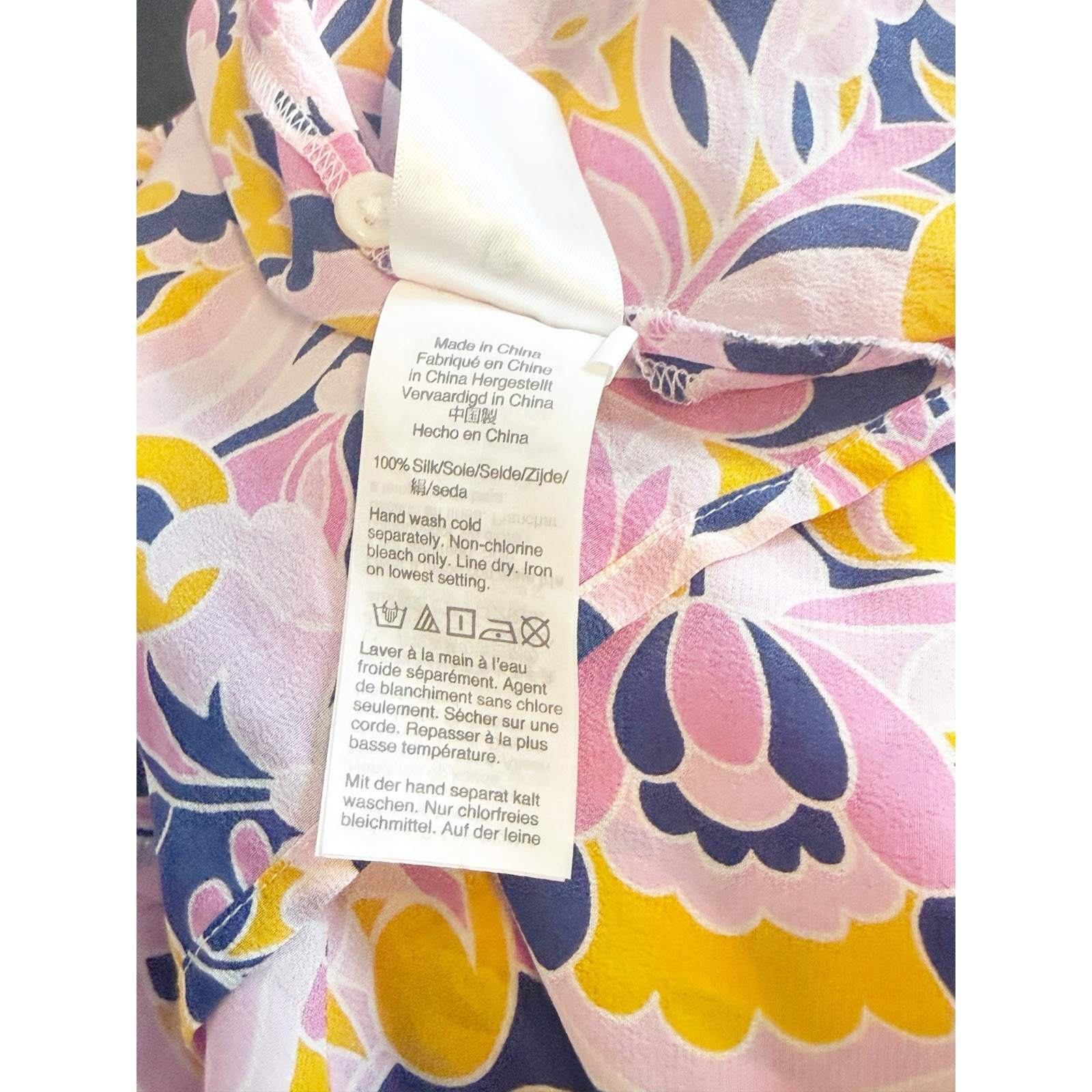 J CREW Women’s Multicolor PAISLEY SWIRL Print Silk Blouse Long Sleeve Size 3X