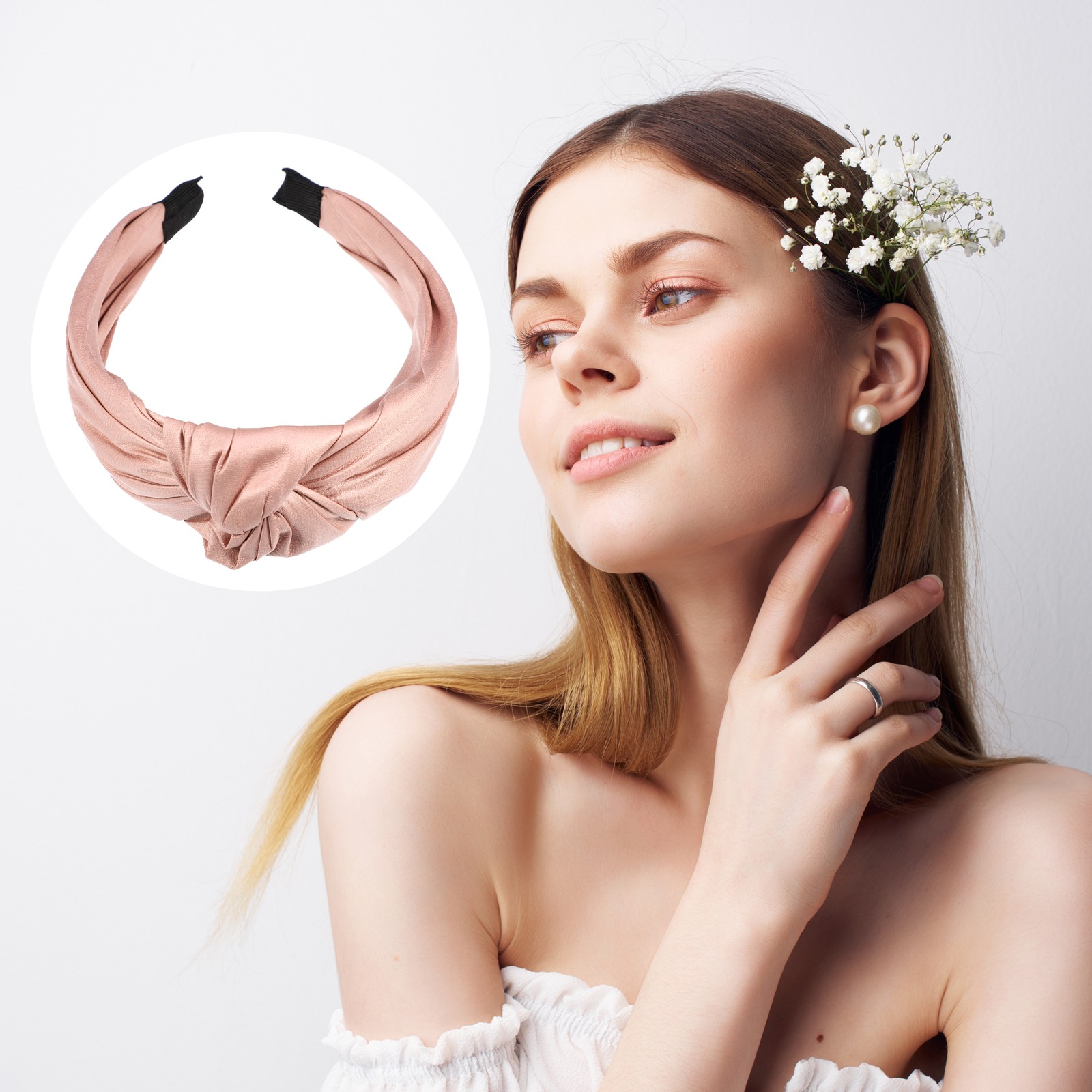 1Pcs Faux Leather Knotted Headband Cross Knot Hairband for Women Pink 1.57″ Wide