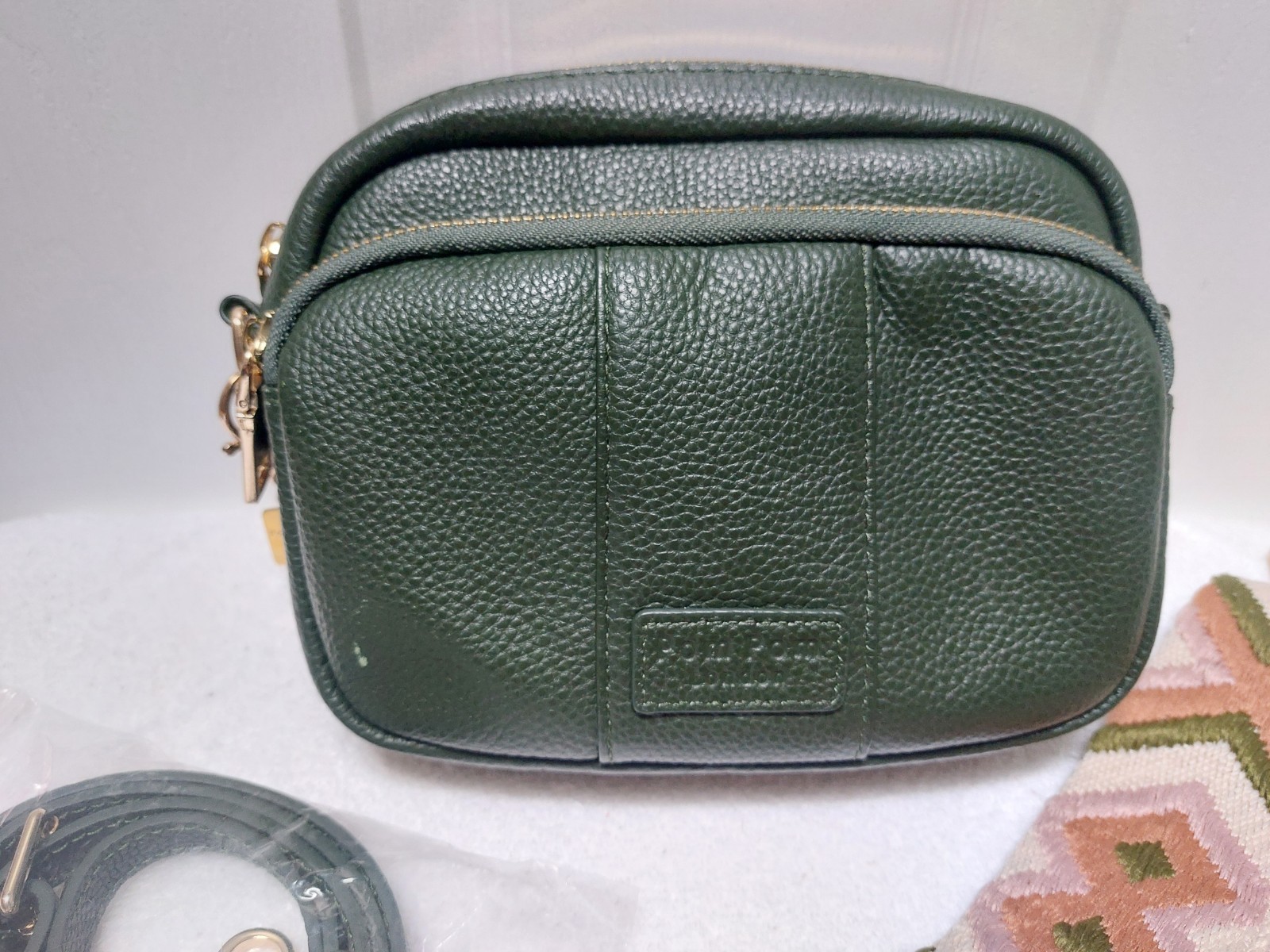 Pom Pom London Original Dark Green Crossbody W/ 2 Straps