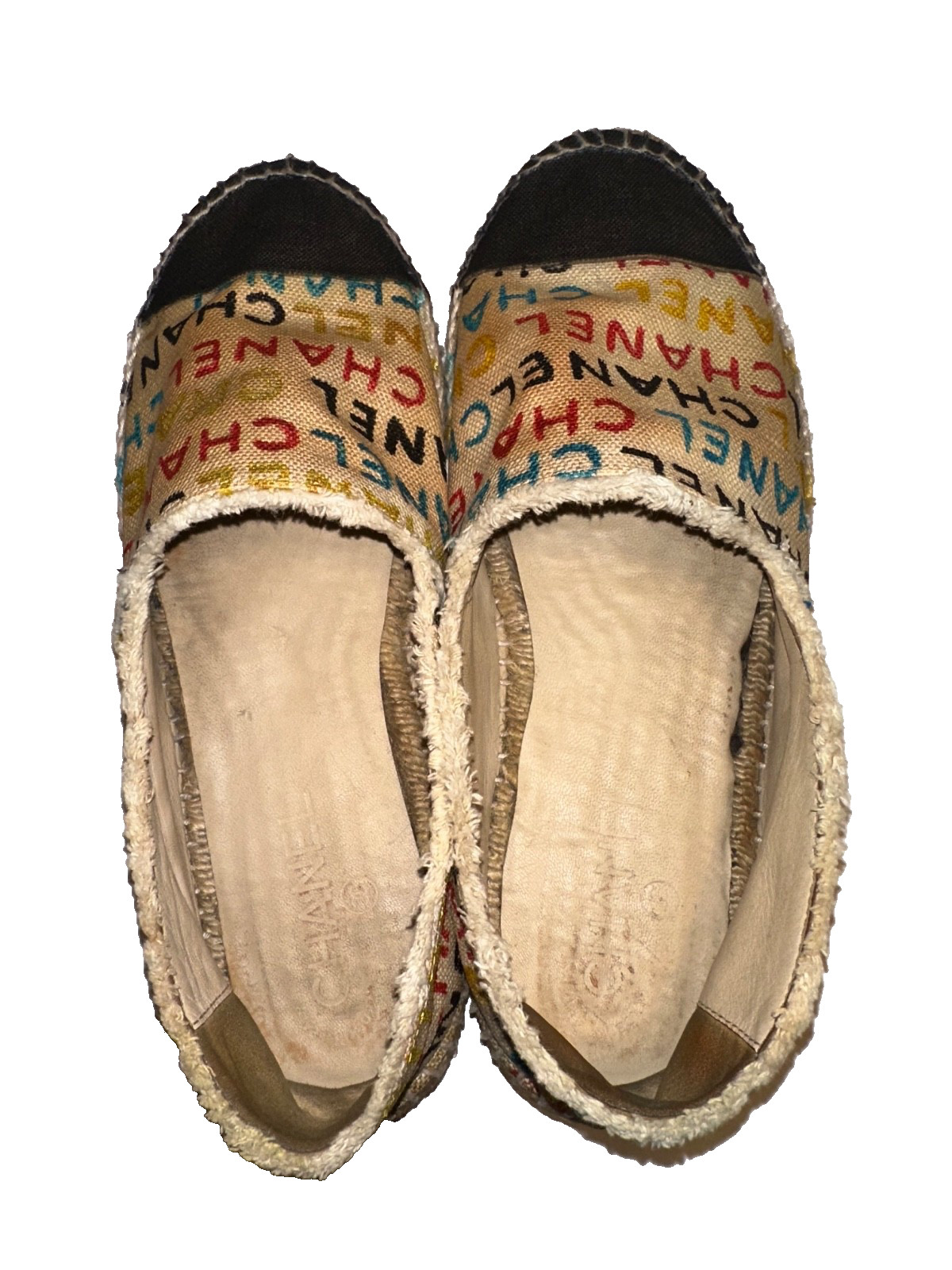 Chanel Espadrilles Logo Graffiti Multicolored Flats Size 42