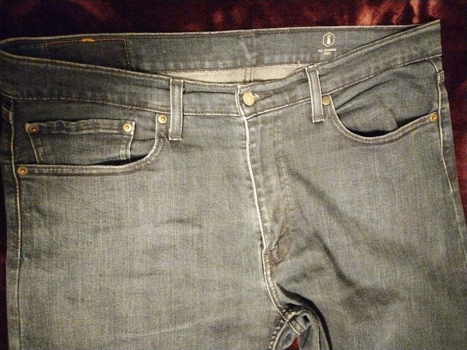 Levi’s Mens 502 All Seasons Tech Jeans Size 36×30 Dark Wash Blue Denim