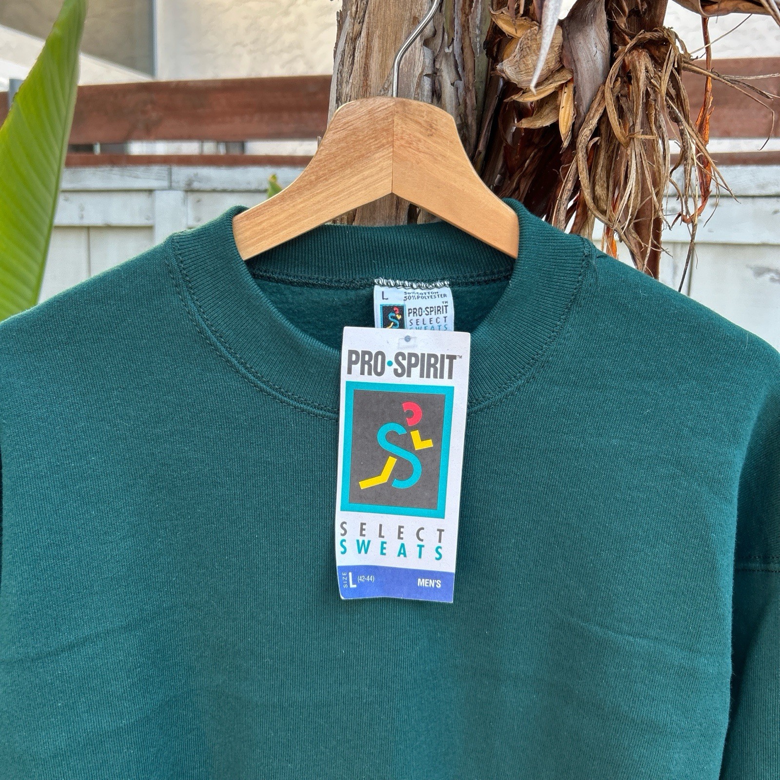 Vintage 1990s Pro Spirit Blank Crewneck USA Made Green Size L