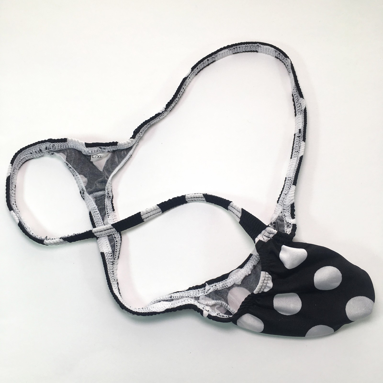 K403 DS String Thong Grape Smugglers Contoured Pouch Jersey Black/white Dots