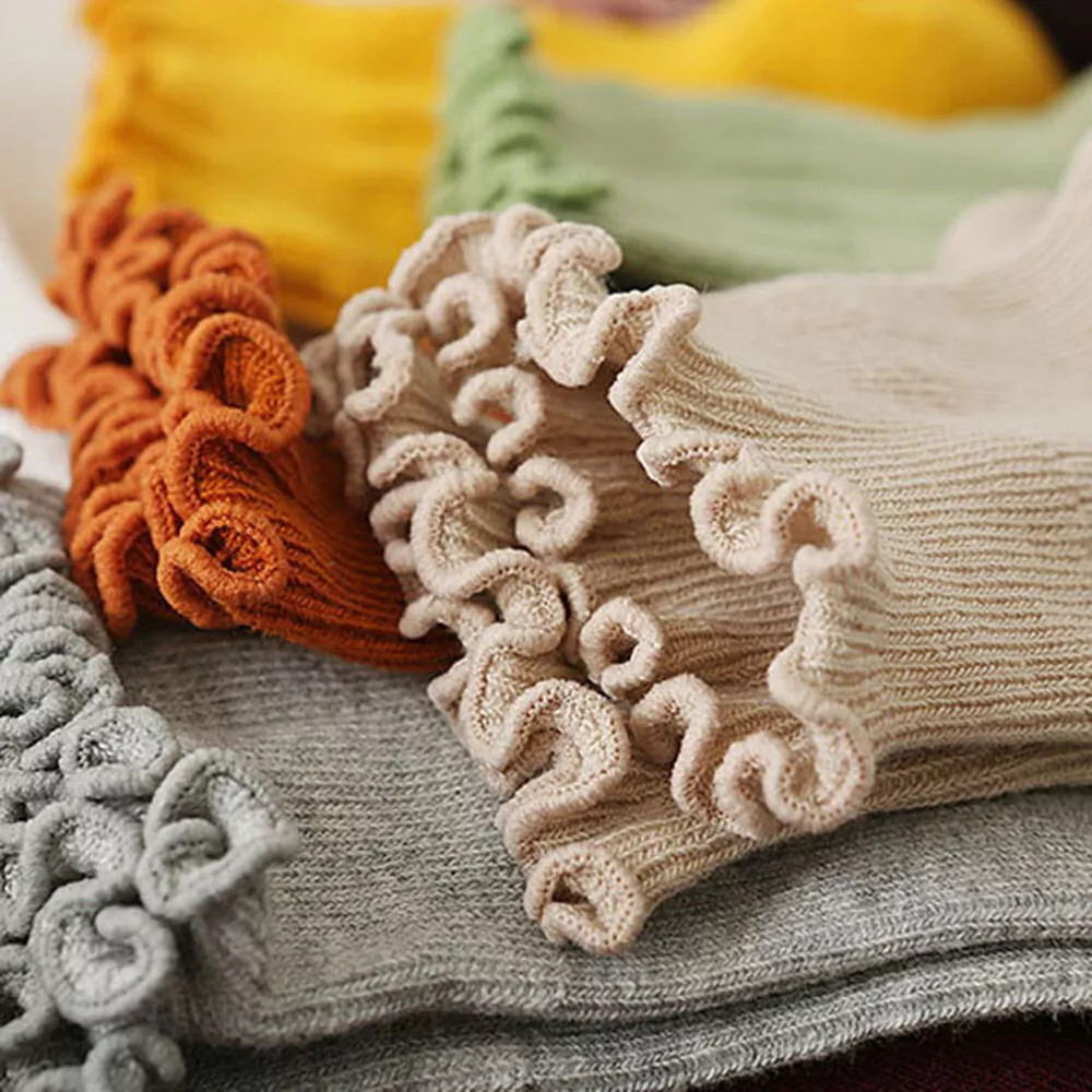 6× Cotton Ruffled Socks Ankle Socks Knitted Soft Ruffled Casual Women’s Sock USA