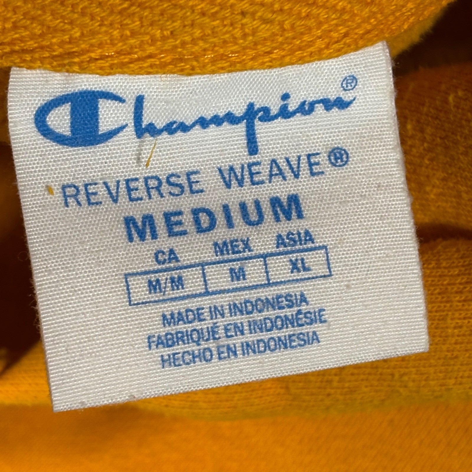 Champion Reverse Weave Hoodie Mens Medium Yellow GF68 BYC Vintage Pullover