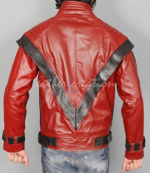 Michael Jackson Thriller MJ Red Real Leather Jacket Halloween Costume Cosplay