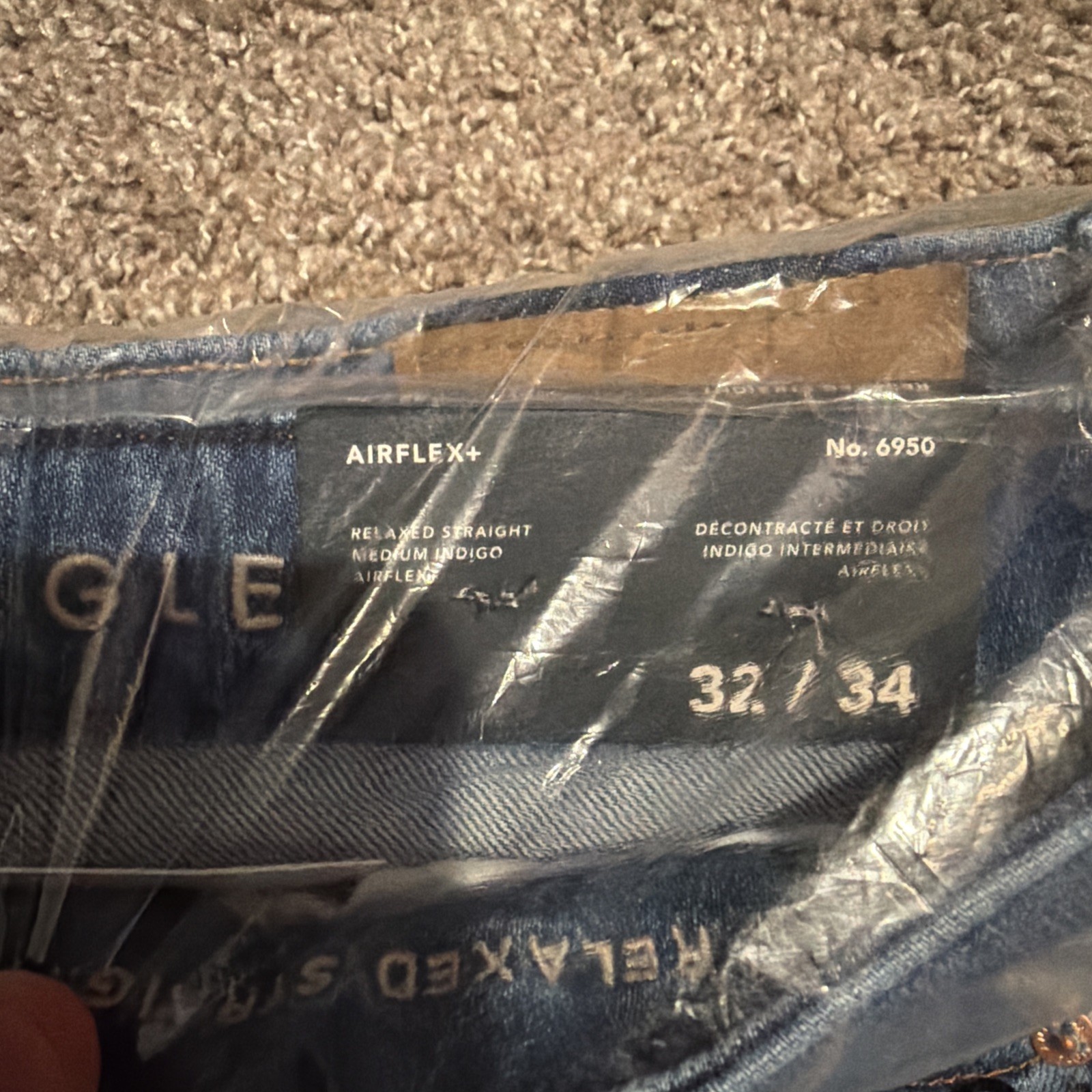 American Eagle AirFlex+ Relaxed Straight Jeans NWT Men’s 32×34 Medium Indigo NEW