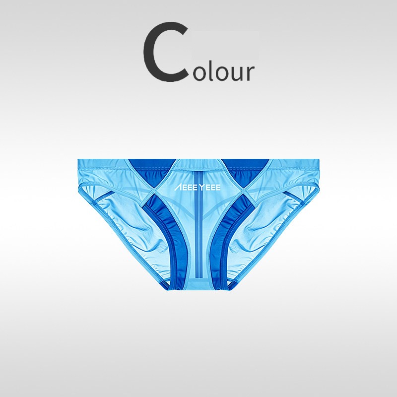 Men’s Sexy Ice Silk Transparent Underwear Ultra-thin Patchwork Low-Waist Panties