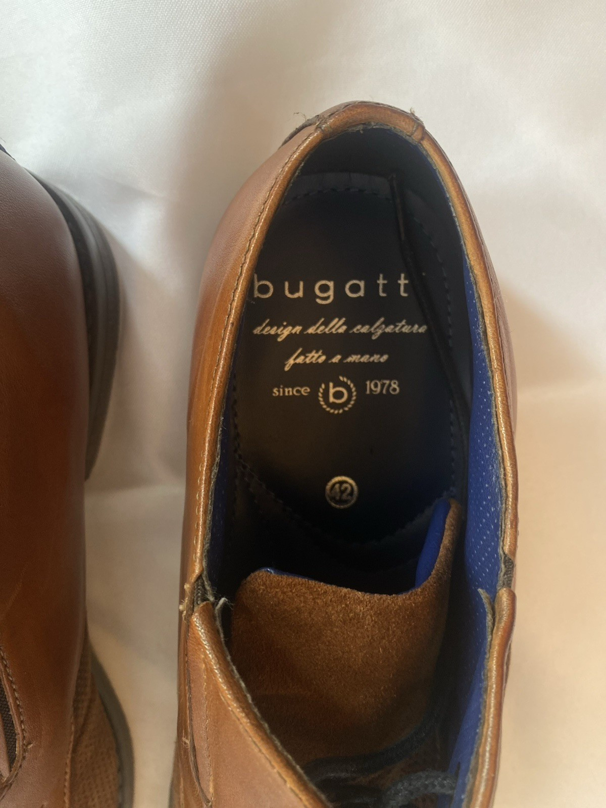 Bugatti Menello Mens Leather Dress Shoes 42 US 9 Cognac Brown Oxford Derby NIB