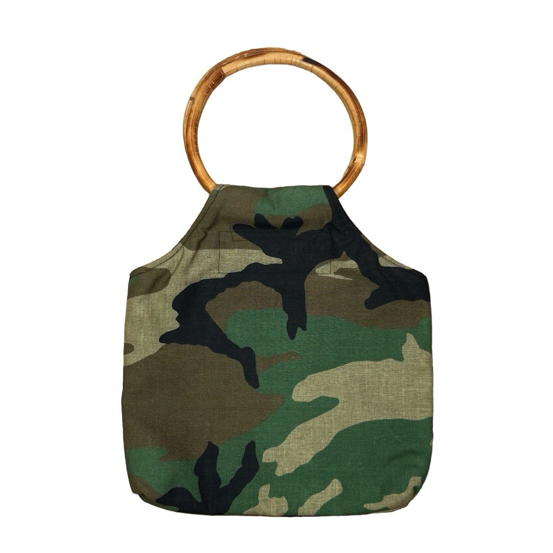 VINTAGE Handmade Women’s Green Camouflage Tote Bag Handbag 11” x 11” x 2”