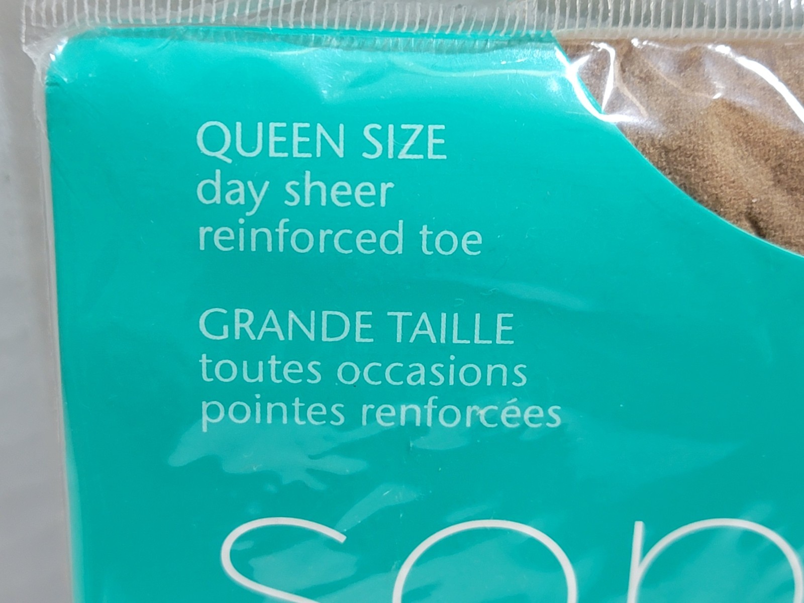 Vintage Sophi Queen Size Day Sheer Pantyhose Reinforced Toe Beige 160-190lbs