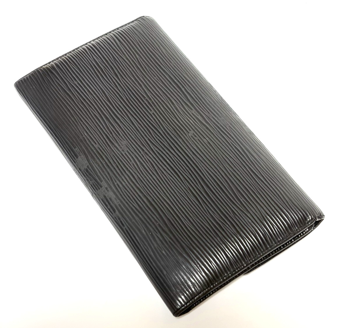Louis Vuitton Black Epi Leather Long Wallet Tri-fold Wallet Made in Spain