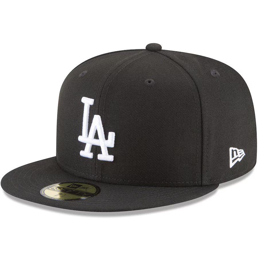 New Era 59Fifty Hat Basic Los Angeles Dodgers Black Fitted POLYESTER HAT 7 1/4