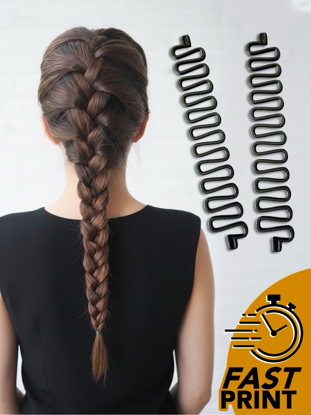 2pack Black Anti-Slip Plastic Comb Hair Clip Spiral Updo Styling Accessory