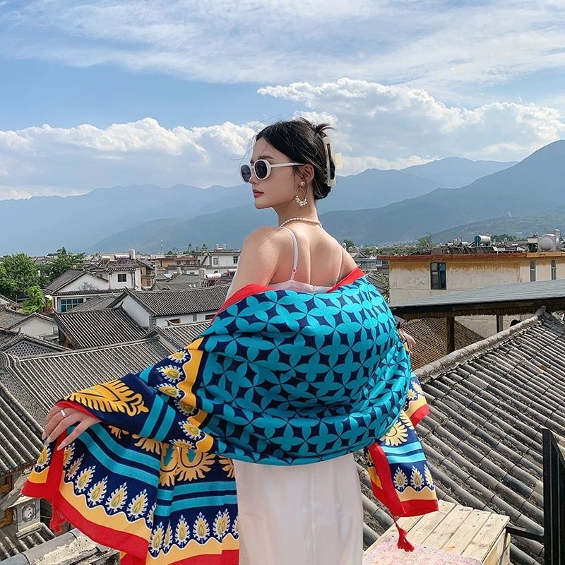 Ethnic Style Scarf Shawl Long Wrap Sunscreen Beach Travel Veil for Women