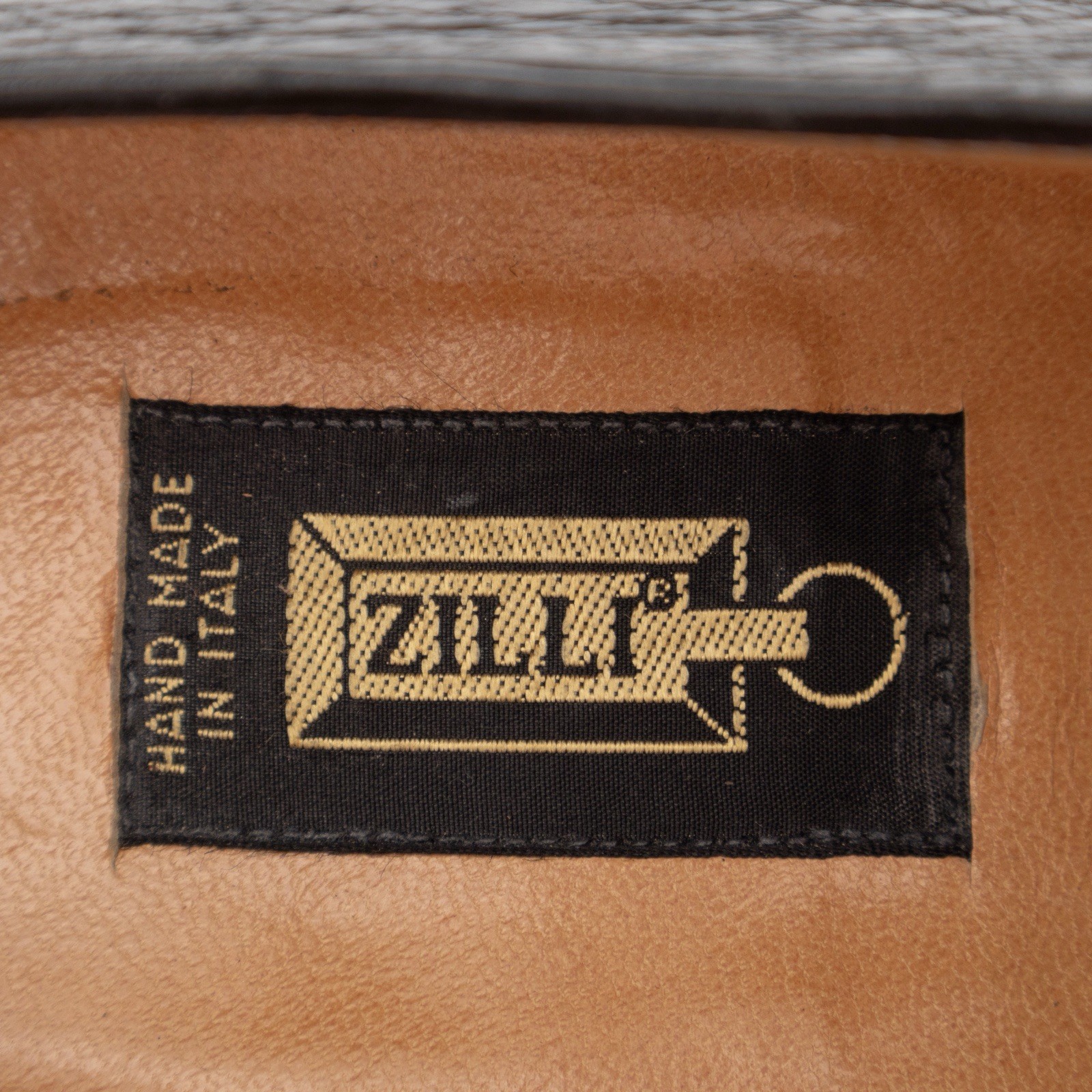 4.8k.$ ZILLI Men’s Blucher Derby Black Exotic Peccary Leather Handmade US 10