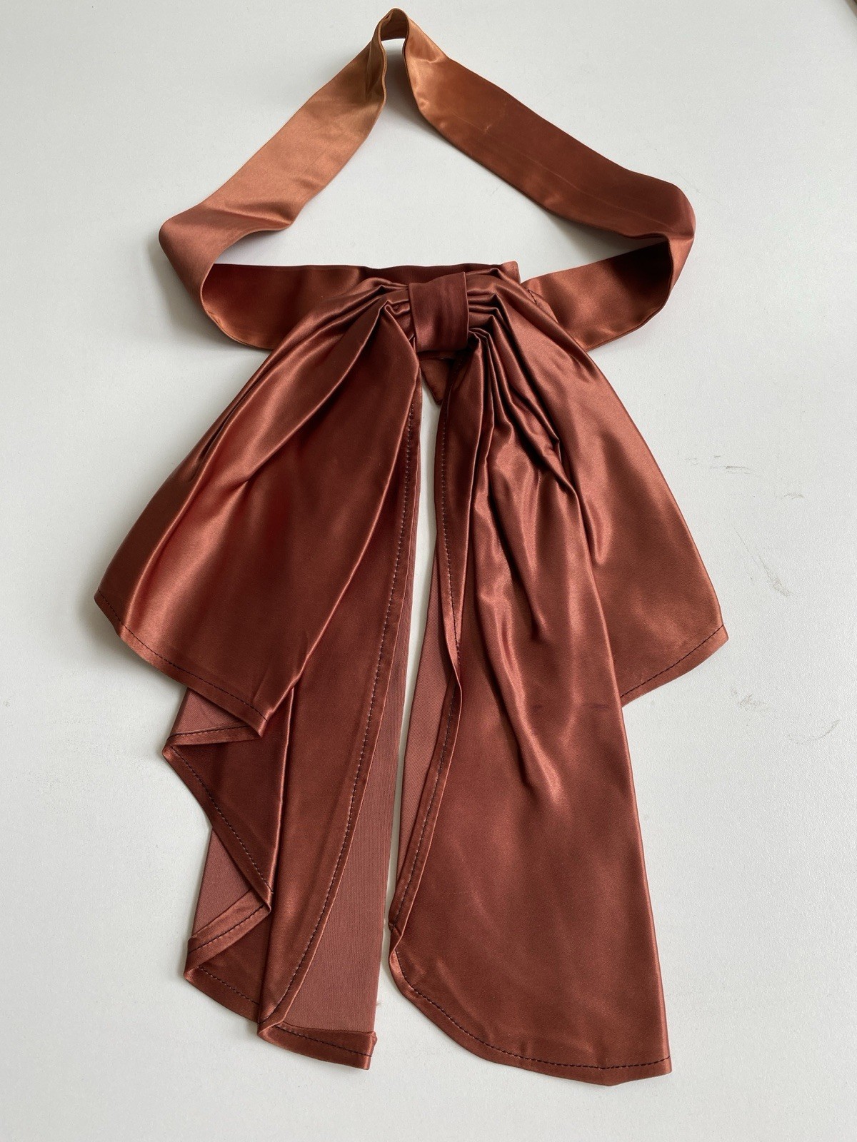 Vintage 40s 50s handmade S Heavy Satin long maxi dress Big Bow