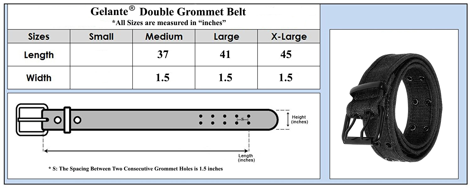 Gelante Canvas 2 holes Double Rows Grommet Hole Belt Fabric Military web belt