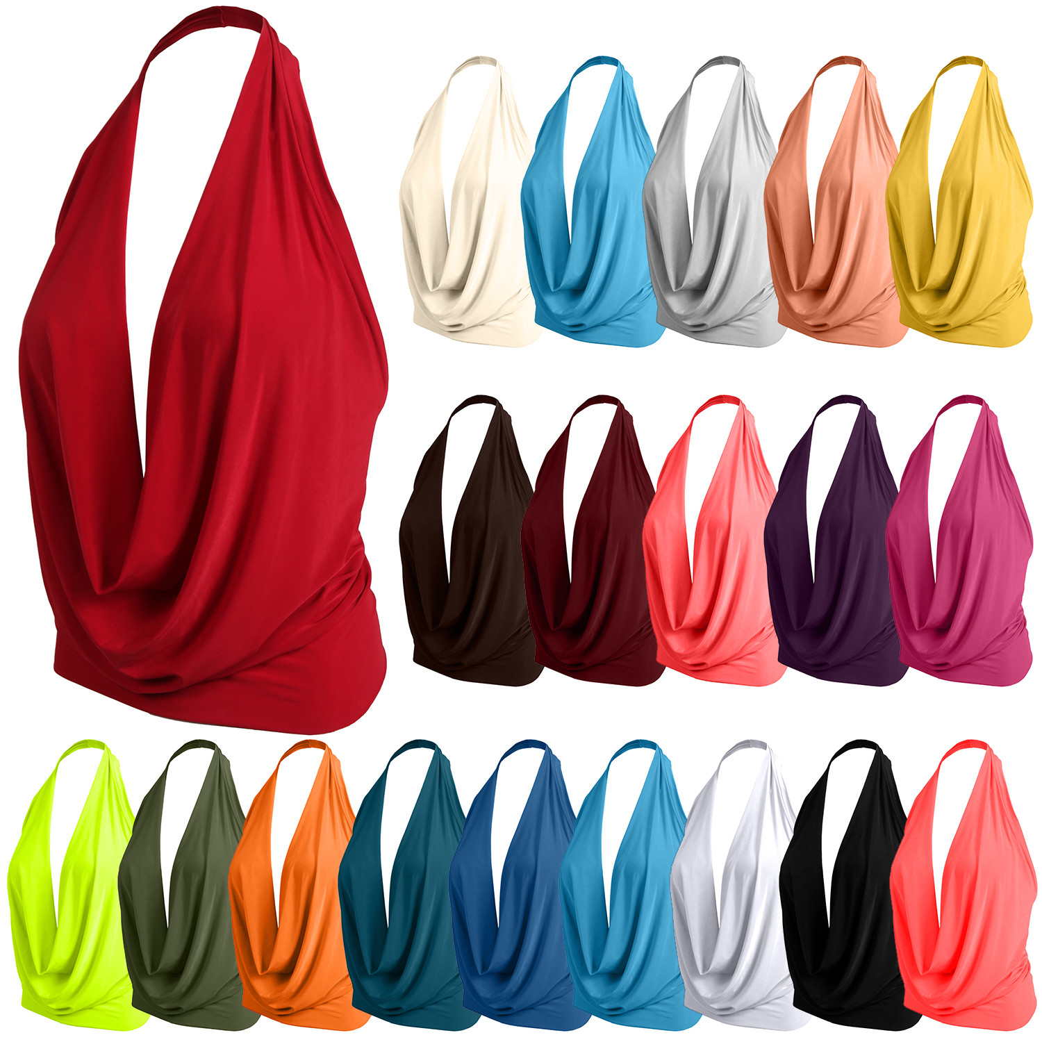 NE PEOPLE Womens Sexy Lightweight Low Cut Halter Top [NEWT07]