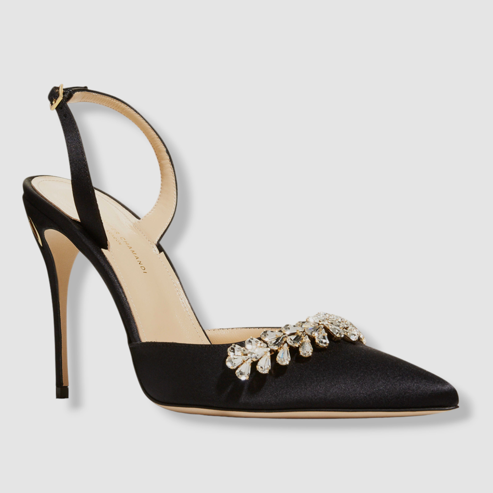 $1050 Jennifer Chamandi Women’s Black Vittorio Satin Sandal Shoes EU 40/US 10