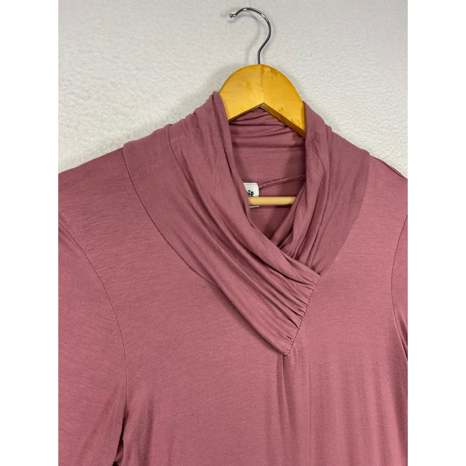 Boho Minimalist One Fashion Women S Mauve Cowl Neck Long Sleeve Flared Tunic Top