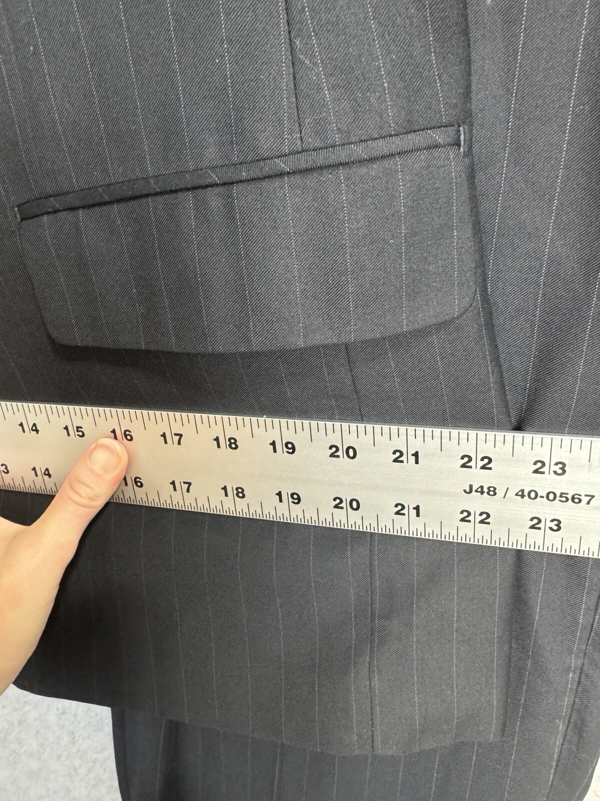 George Men’s Navy Blue Pinstripe Suit 42R 36 x 27 Three Button Blazer Trousers