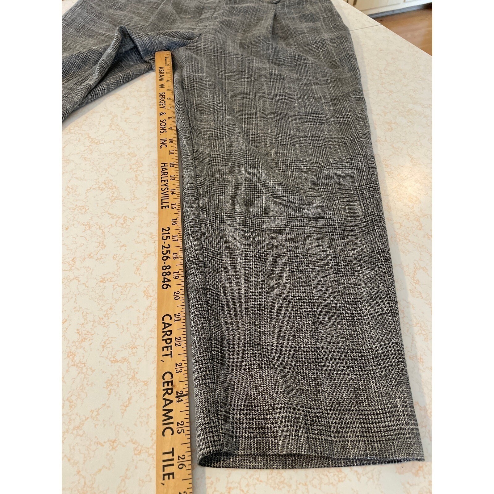 Metallic Houndstooth Plaid Black White Crop Loose High Rise Pants XL Alt Punk