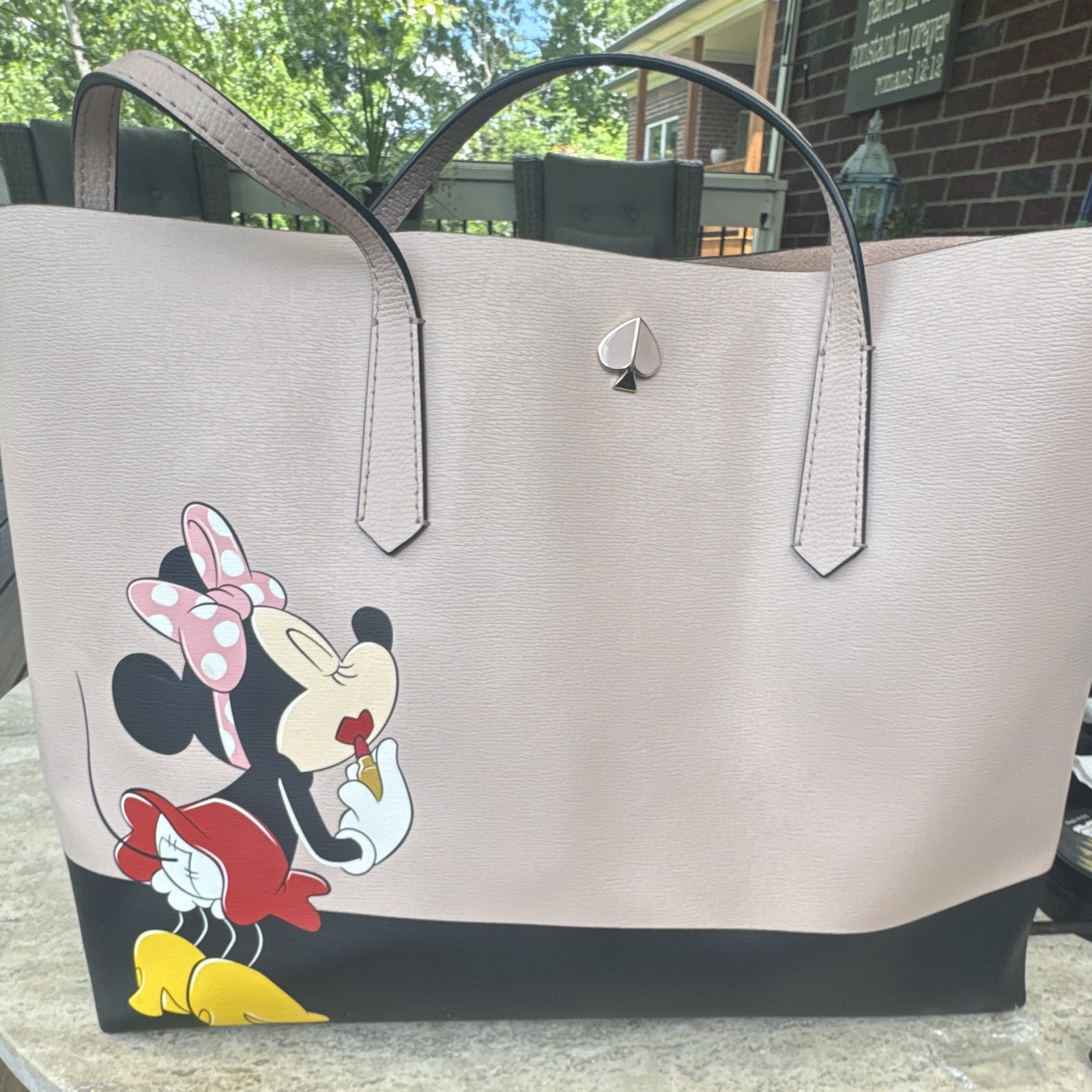 kate spade new york Minnie Mouse Colorblock Tote w/ Detachable Pouch Pink/Black