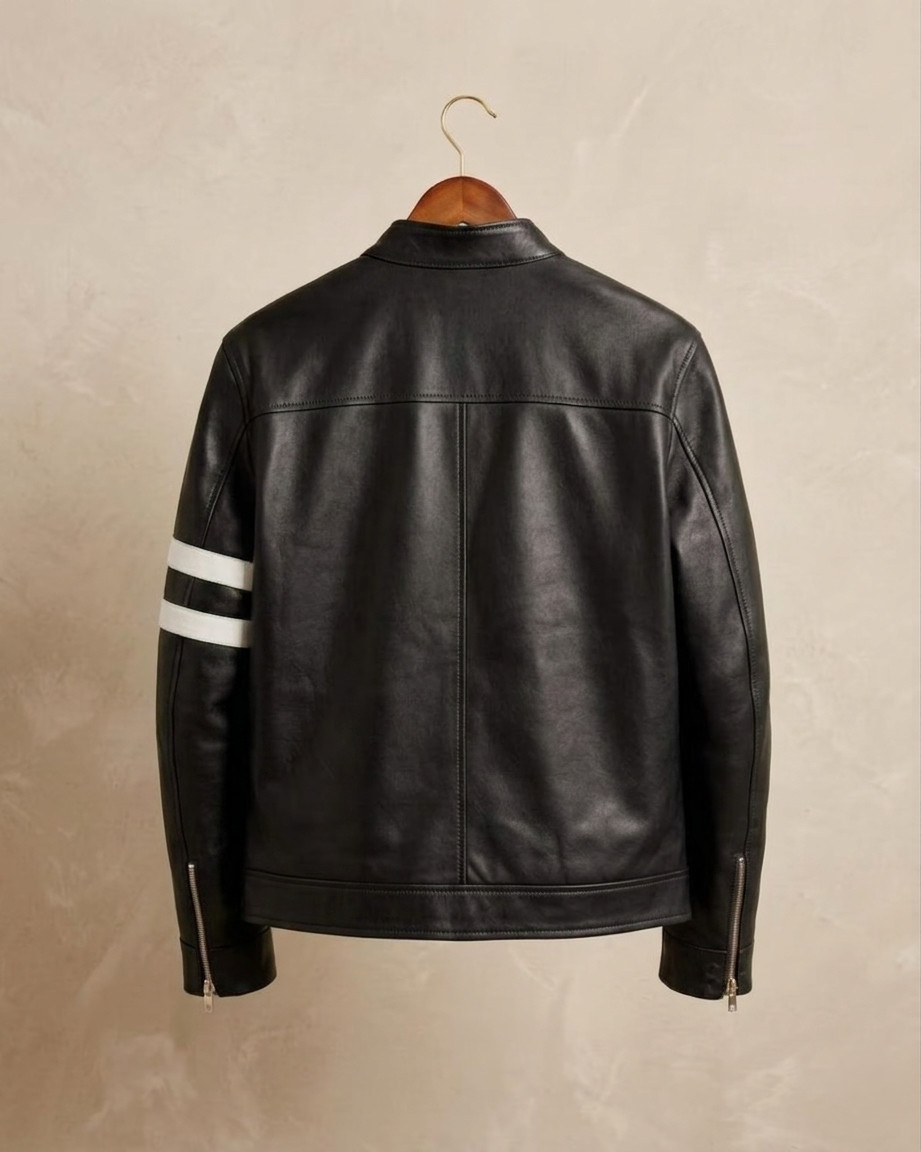 Ben 10 Inspired Mens Black Leather Biker Jacket Handmade Premium Bomber Jacket