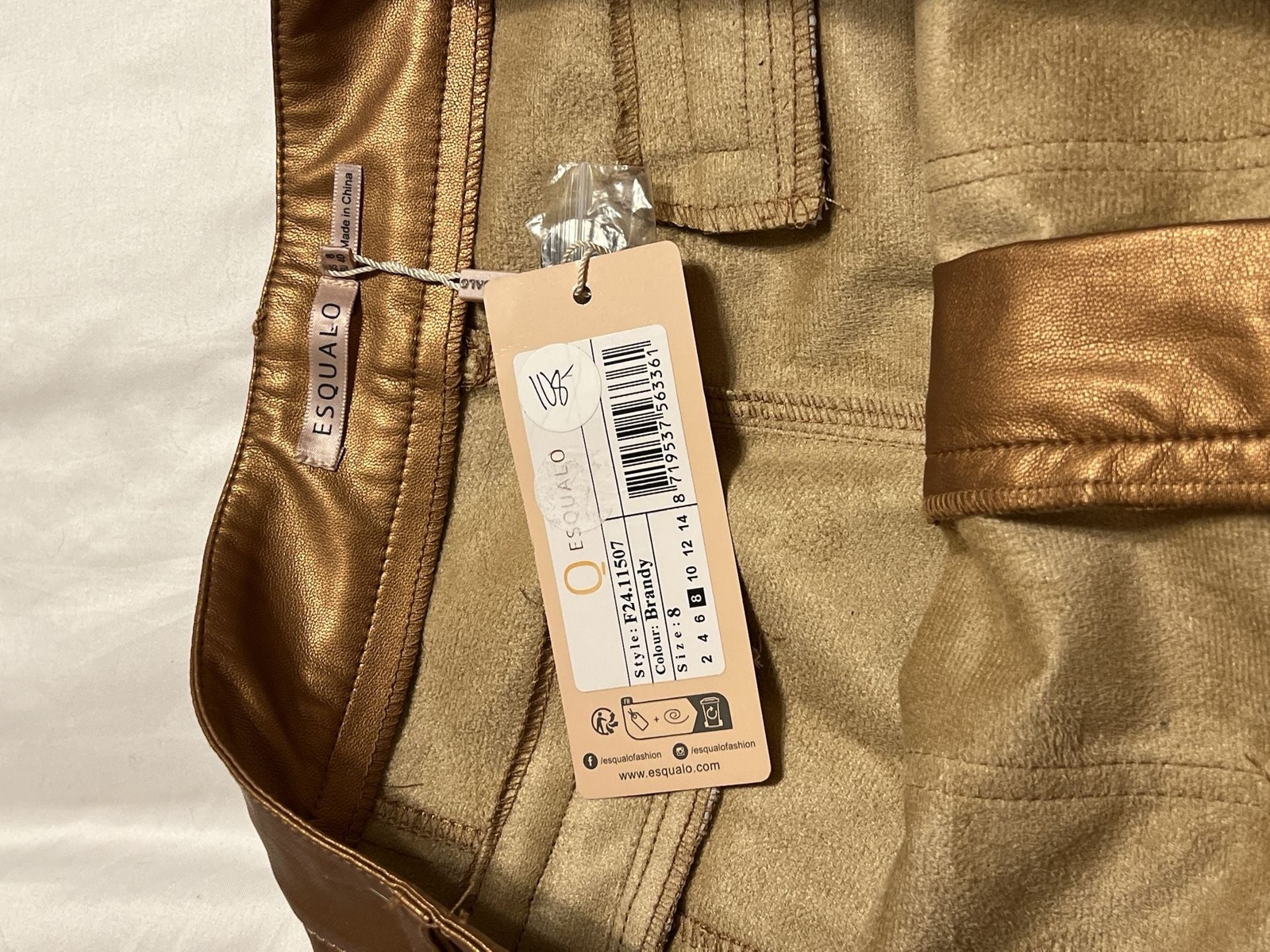 Esqualo Brandy Metallic Vegan Leather Cargo Pants